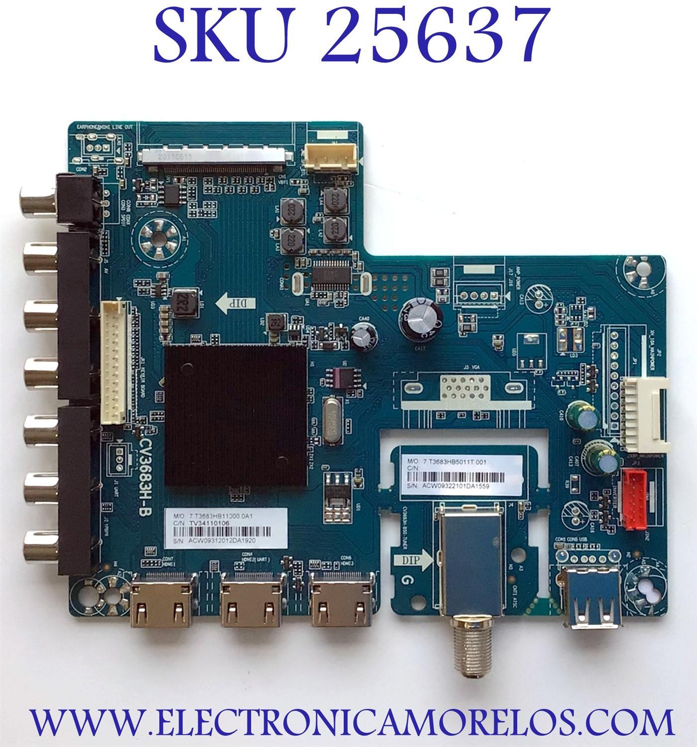 MAIN PARA TV RCA NUMERO DE PARTE TV3411010106 / CV3683H-B / 7.T3683HB11000.0A1 / ACW09312012DA1920 / MODELO RTU6549
