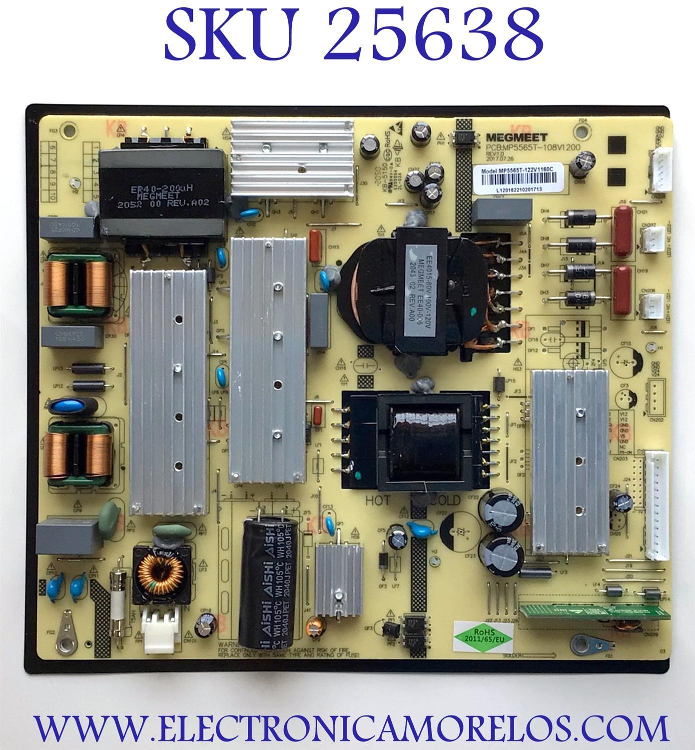 FUENTE PARA TV RCA NUMERO DE PARTE MP5565T-122V1160C / MP5565T-108V1200 / L120162210201713 / MODELO RTU6549