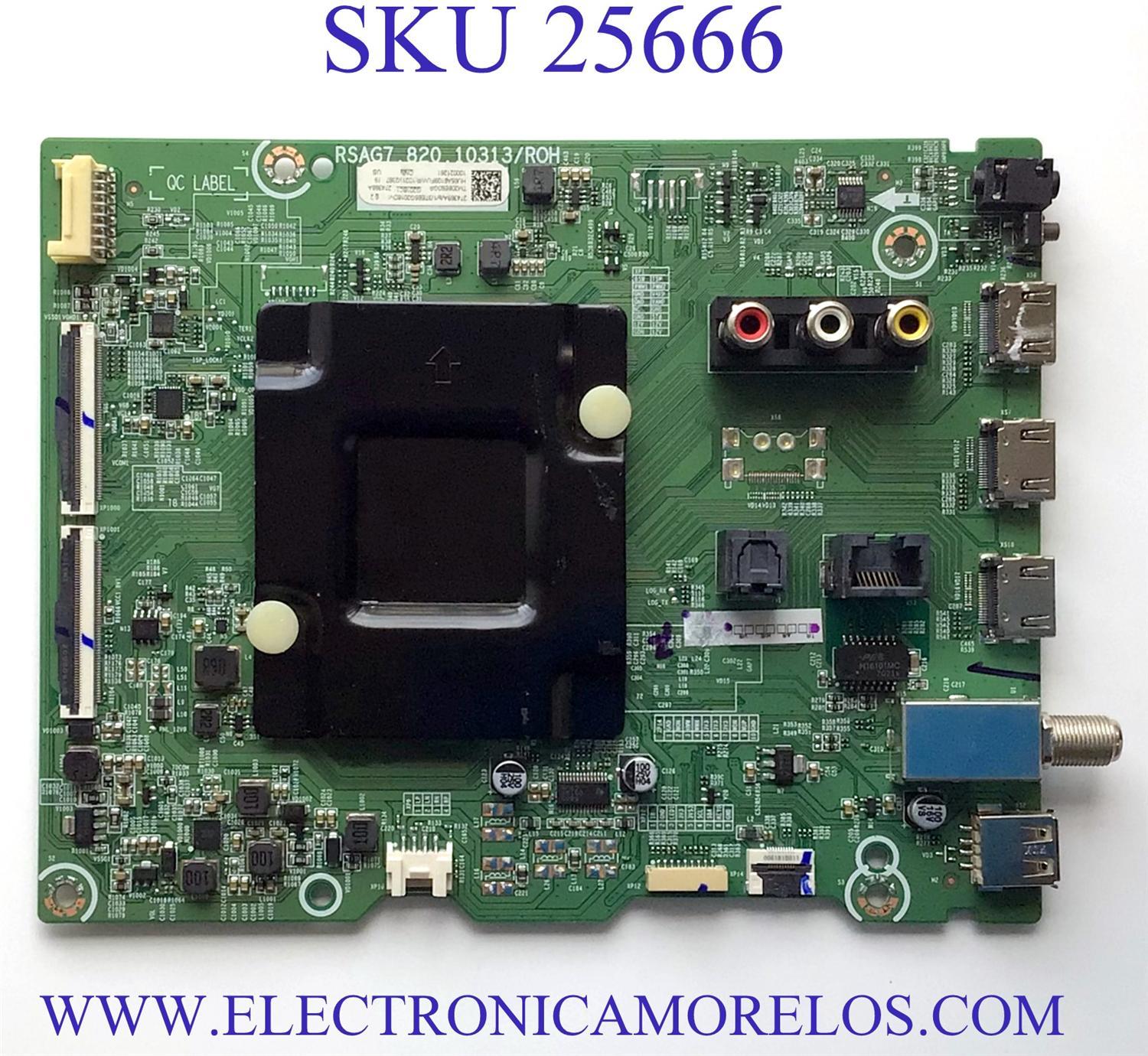 MAIN PARA TV ONN 4K·UHD·HDR ((ROKU TV)) / NUMERO DE PARTE 274369 / RSAG7.820.10313/ROH / HU65A6109FUWR / 274368 / HU65A6109FUWR(1021) / PANEL HD650X1U51-T0L3 / DISPLAY T650QVN07.5 HV650QUB-F90 / MODELO 100021261 ((65 PULGADAS))