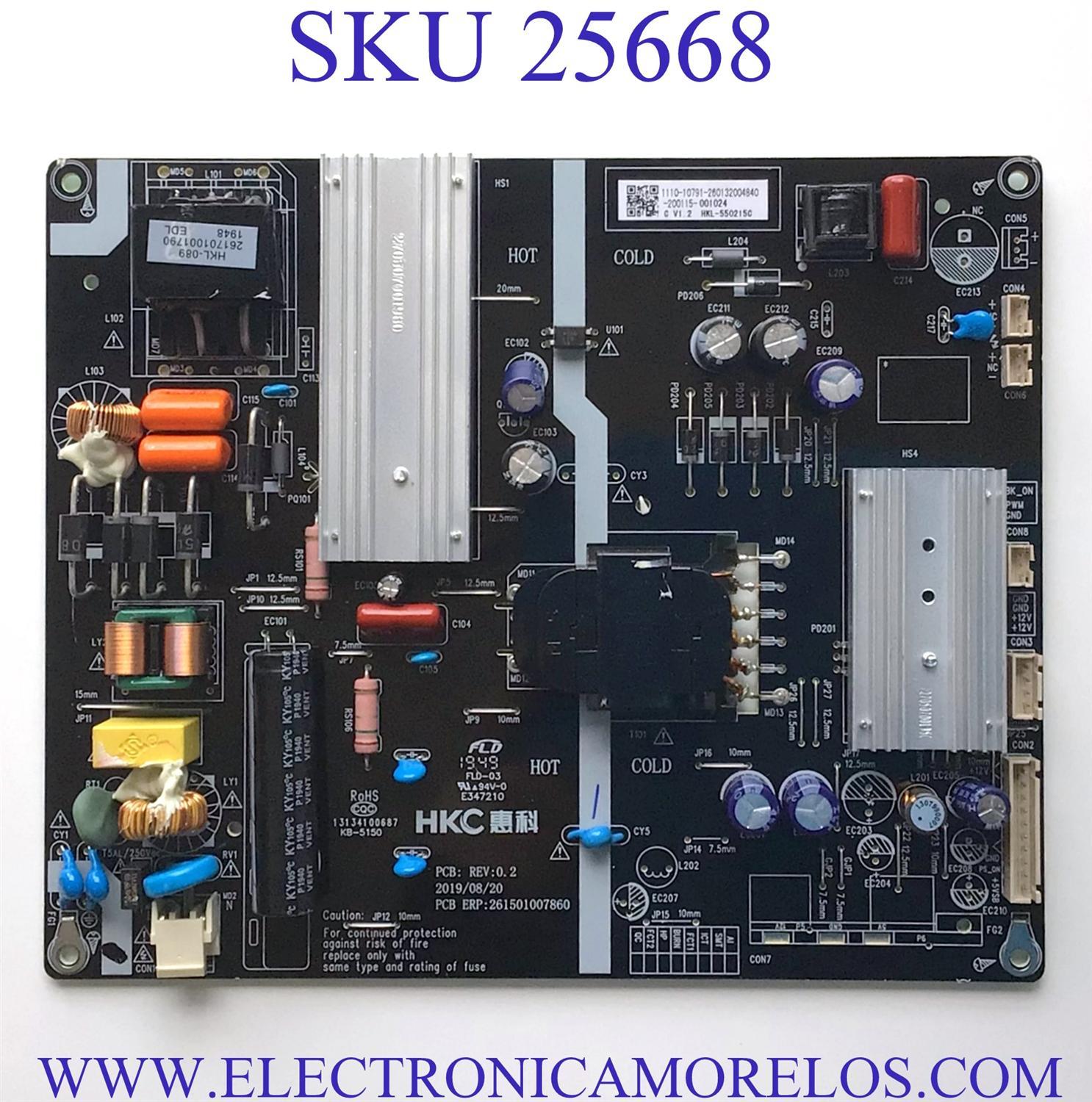 FUENTE SCEPTRE ANDROID TV 4K UHD SMART TV / NUMERO DE PARTE HKL-550215C / 261501007860 / 13134100687 / E347210 / KB-5150 / 1110-10791-260132004840-200115-001024 / PANEL HK500WLEDM-JH4DH / PT500GT01-1 / MODELO G50 / A518CVU