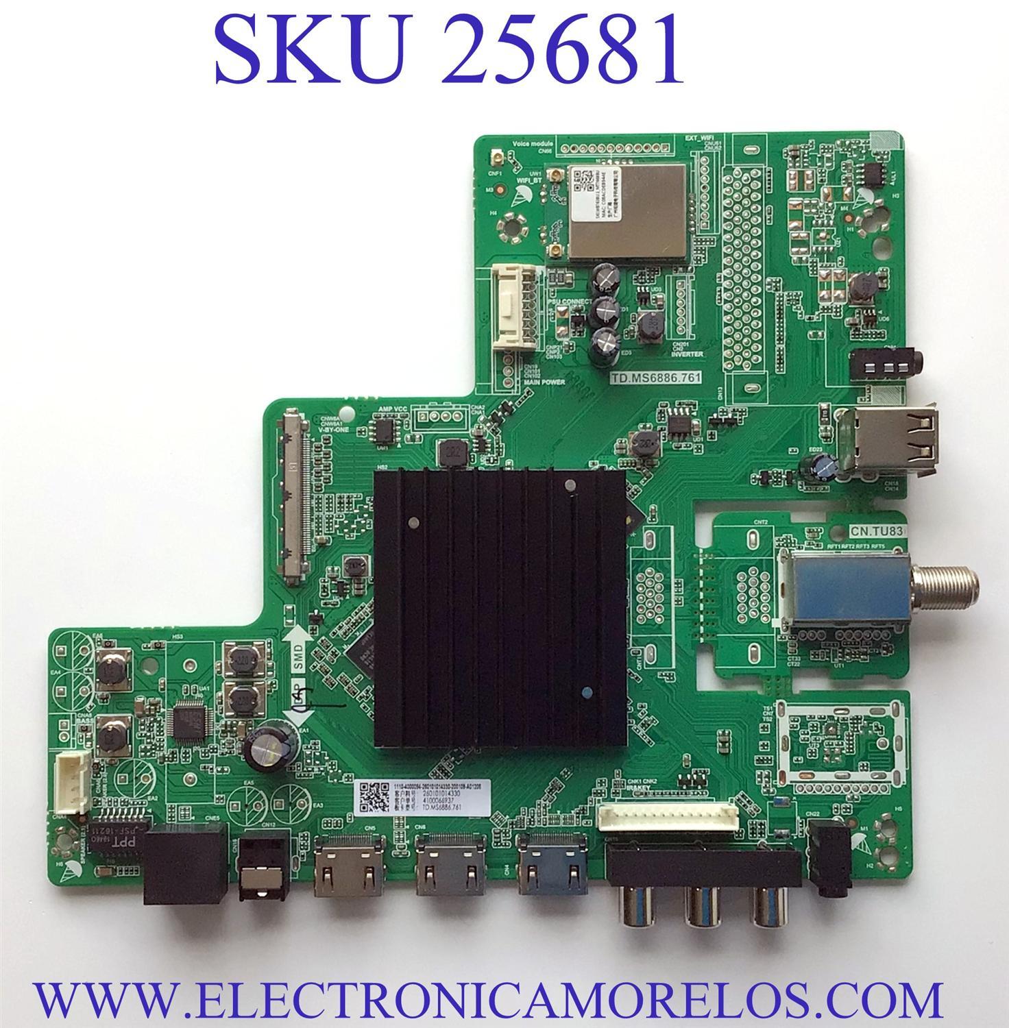 MAIN FUENTE (COMBO) SCEPTRE ANDROID TV 4K UHD SMART TV / NUMERO DE PARTE 260101014330 / TD.MS6886.761 / 4100066937 / 1110-4000094-260101014330-200109-A01208 / P2RK24315A0A / 19127260 / D49E3B8E1153 / HK500WLEDM-JH4DH / PT500GT01-1 / MODELO G50 / A518CVU