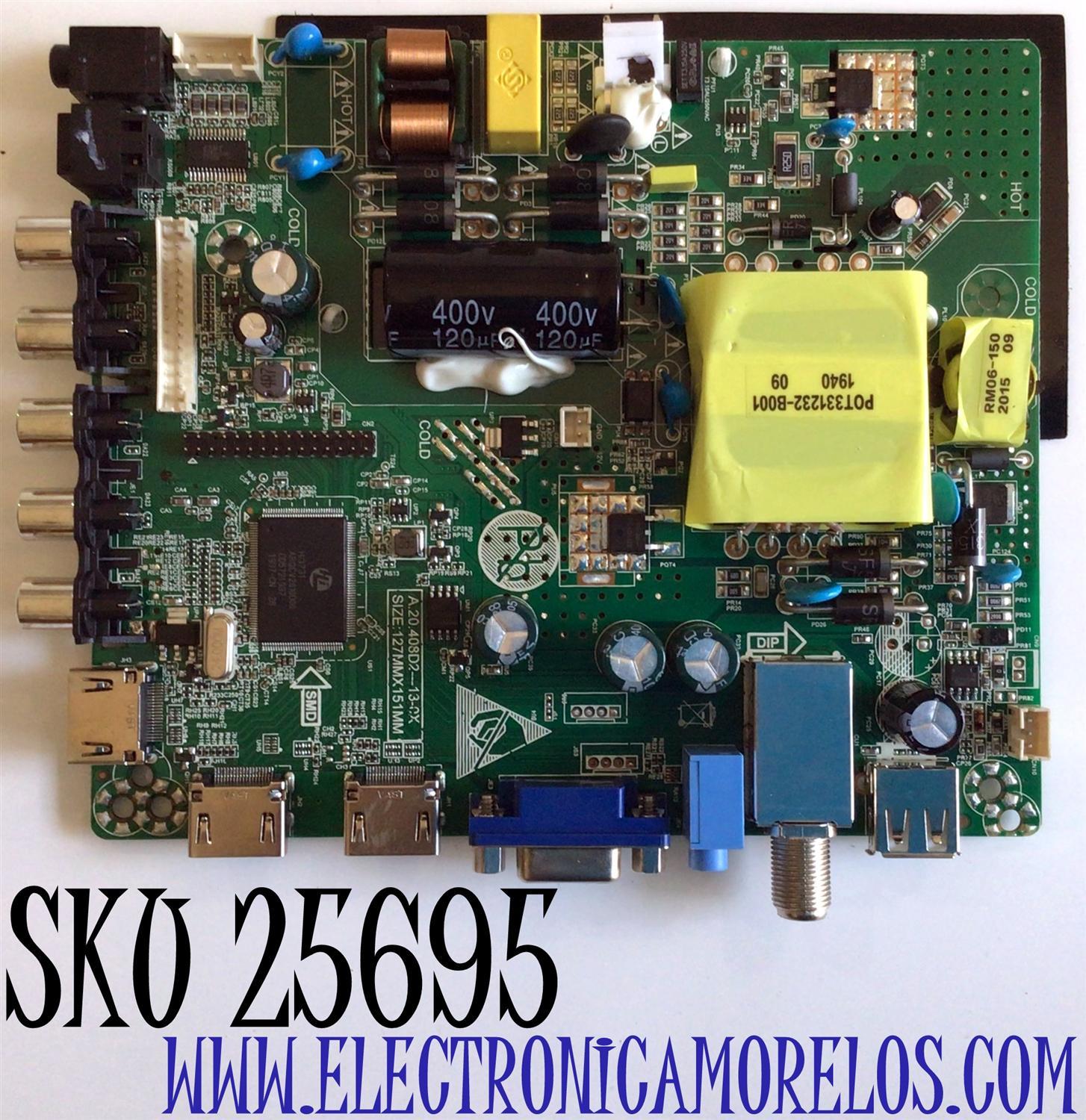 MAIN FUENTE (COMBO) PARA TV RCA / NUMERO DE PARTE AE0012226 / A.20.408D2-13-0X / CQC08001027236 / 408D2-A3 / D042806/20/W/2/RY / 2020525KA00745 / S0120051300 / 200525N1A / PANEL V400HJ6-PE1  C3 / MODELO RLDED4016A-H