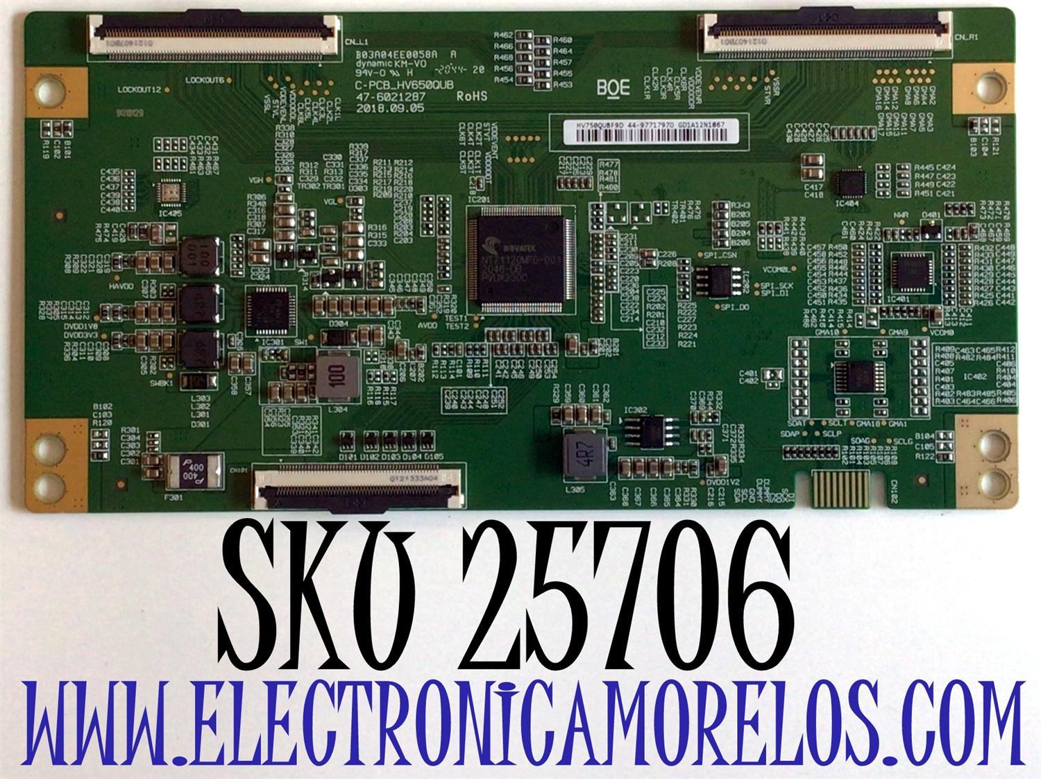 T-CON PARA TV PHILIPS (( NUEVA )) / NUMERO DE PARTE 44-97717970 / 47-6021287 / C-PCB_HV650QUB / HV750QUBF9D / 44-9771797O / PANEL BOEI750WQ1-F9D / MODELO 75PFL5604/F7 / 75PFL5604/F7 A