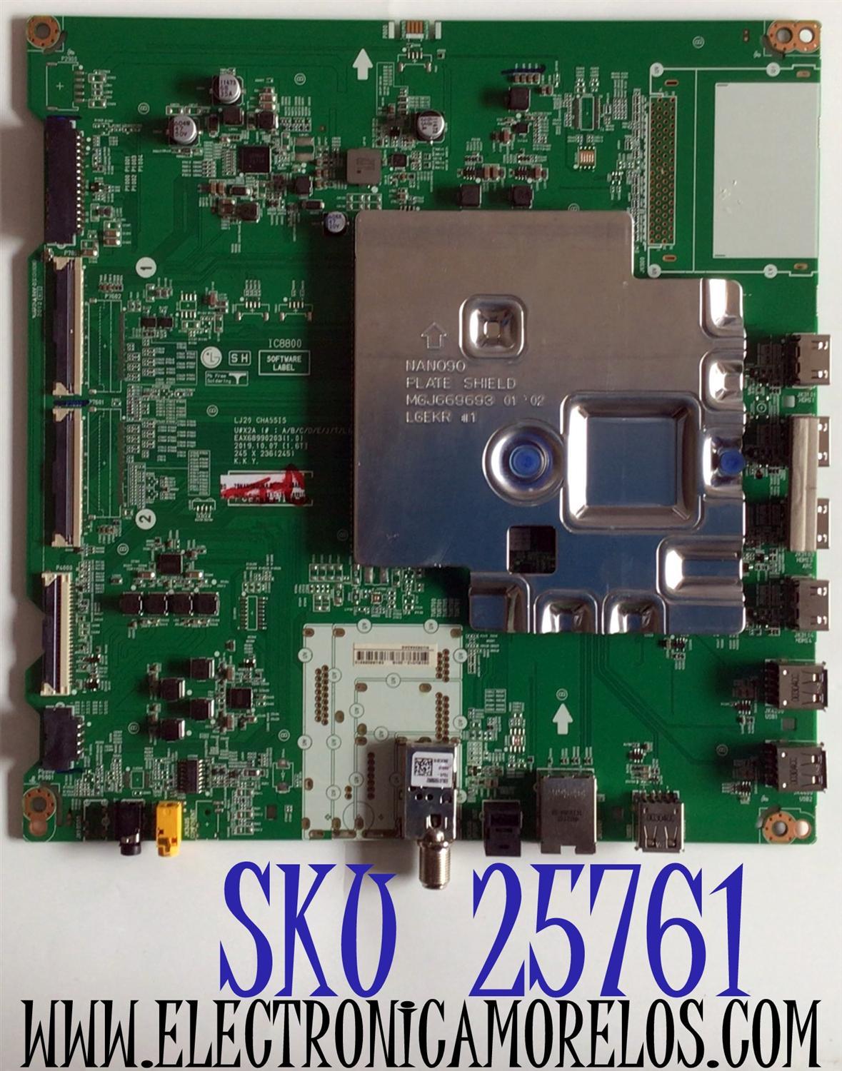 MAIN PARA TV LG NANOCELL 4K UHD SMART TV / NUMERO DE PARTE EBU66093210 / EAX68990203 / EAX68990203(1.0) / PANEL NC750DQB-AAJH1 / MODELO 75NAN090UNA / 75NANO90UNA / 75NANO90UNA.BUSWLJR
