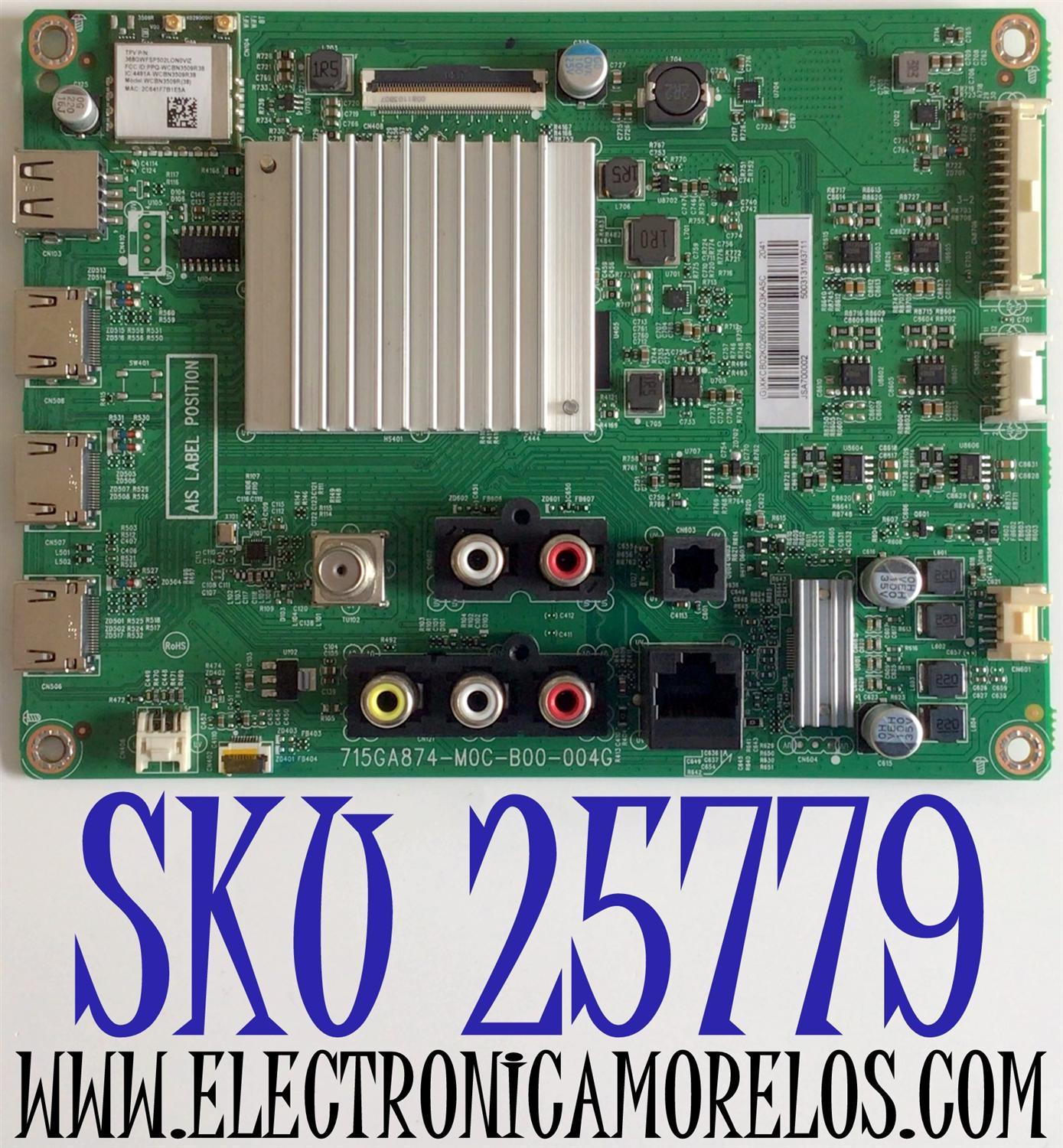 MAIN PARA TV VIZIO 4K HDR SMART TV / NUMERO DE PARTE XKCB02K026 / 756TXKCB02K026 / 715GA874-M0C-B00-004G / 715GA874-M0C-B00-004K / 756TXKCB02K0260 / PANEL TPT700B5-U1T01.D REV:S01BA / MODELO V705-H1 / V705-H1 LMXHZJ / V705-H1 LMXHZJLW