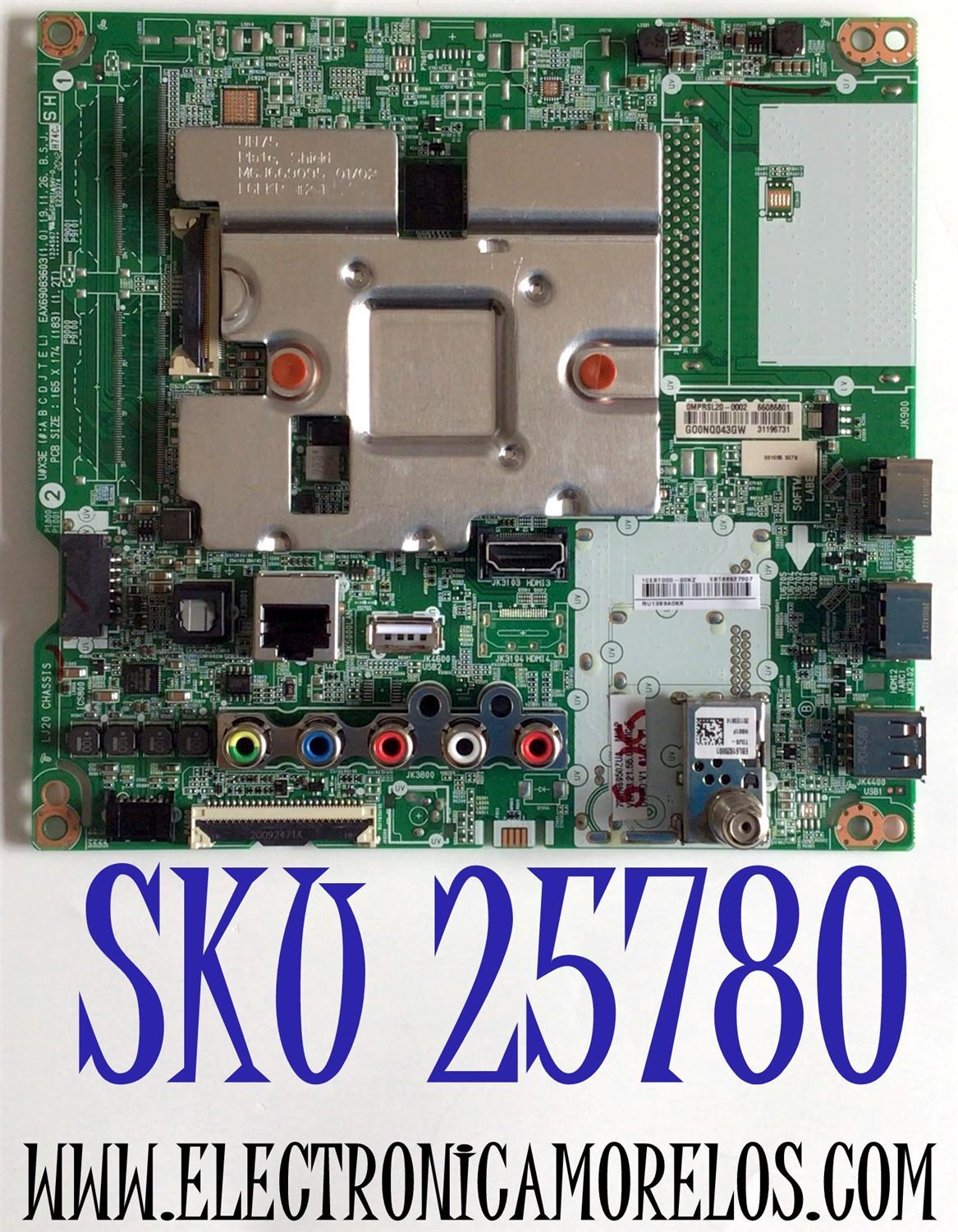 MAIN PARA TV LG 4K UHD SMART TV / NUMERO DE PARTE EBT66527907 / EAX69083603 / EAX69083603(1.0) / 66086801 / 31196731 / PANEL NC700DQE-VSHX / MODELO 70UN6950ZUA / 70UN6950ZUA.AUSMLKR
