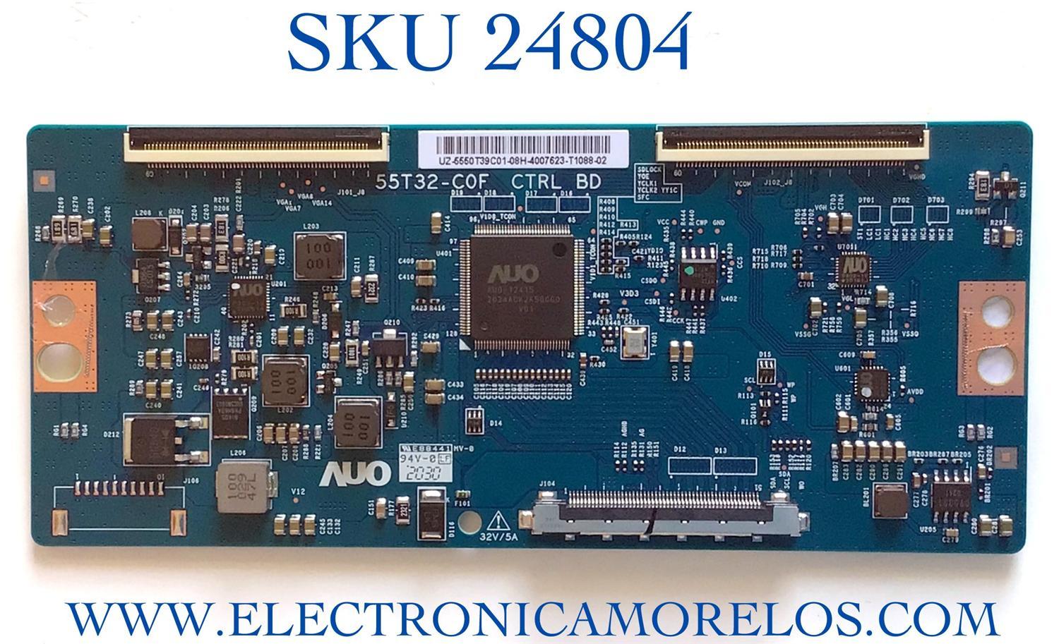 T-CON PARA TV ONN·ROKU TV 4K SMART TV (50) / NUMERO DE PARTE55.50T39.C01 / 5550T39C01 / 55T32-C0F / 55T32-COF / PANEL T500QVN04.1 / MODELO 100012585