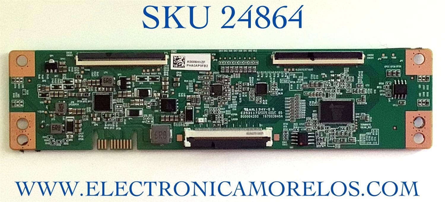T-CON PARA TV JVC·ROKU TV 4K UHD SMART TV / NUMERO DE PARTE K0006HVZF / 167003945A / BG0004200 / PHA0AP0FB2 / E253117 / PANEL JR645R3HA7L / MODELO LT-65MAW705 / ((NOTA IMPORTANTE:CHECAR QUE EL PANEL Y MODELO QUE CORRESPONDA CON SU TELEVISION))