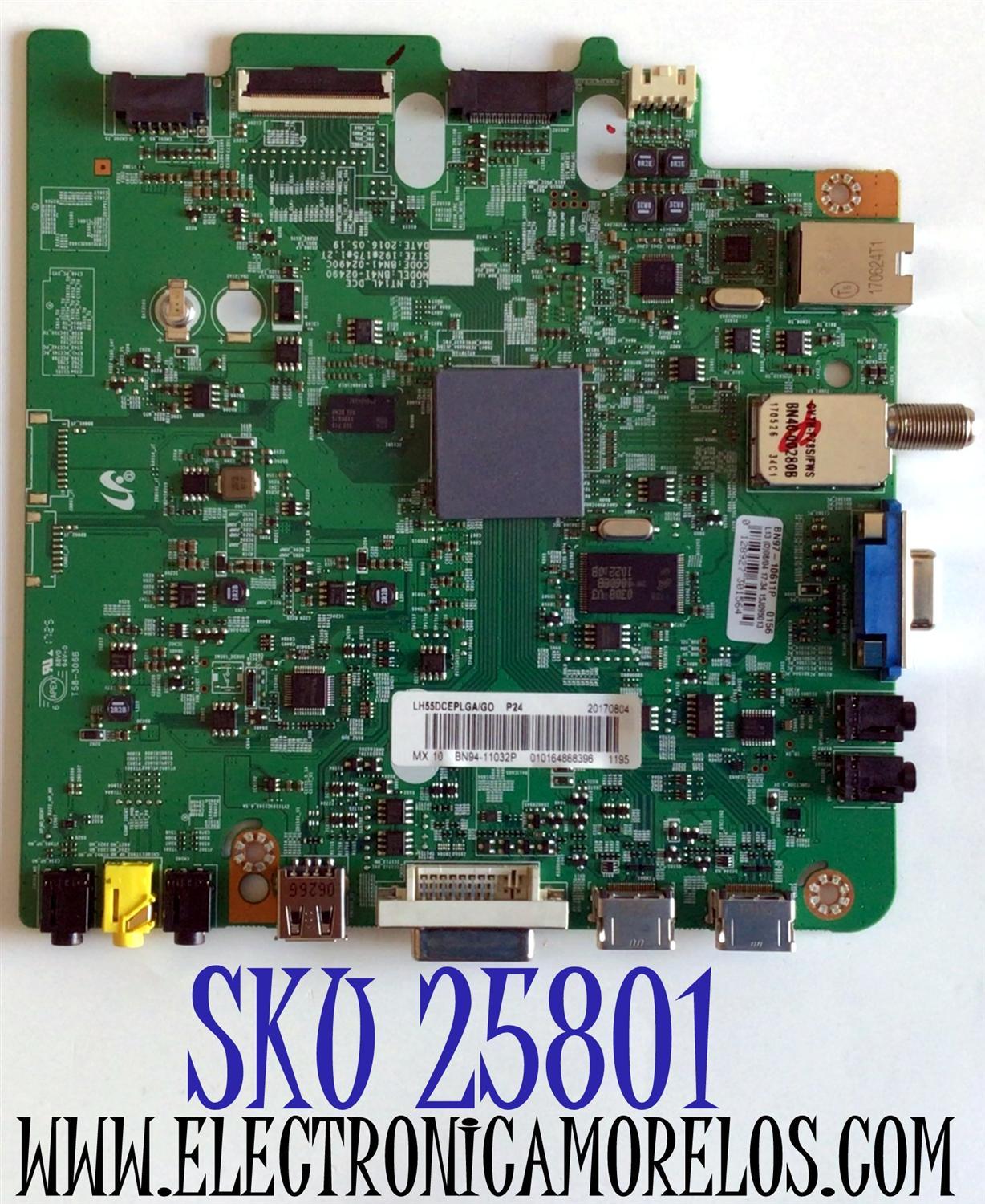 MAIN PARA TV SAMSUNG FULL HD / NUMERO DE PARTE BN94-11032P / BN41-02490C / BN97-10611P / PANEL CY-GJ055BGAVWH  /DISPLAY  T550HVN08.3  /MODELO LH55DCEPLGA/DO / LH55DCEPLGA/DO AA03