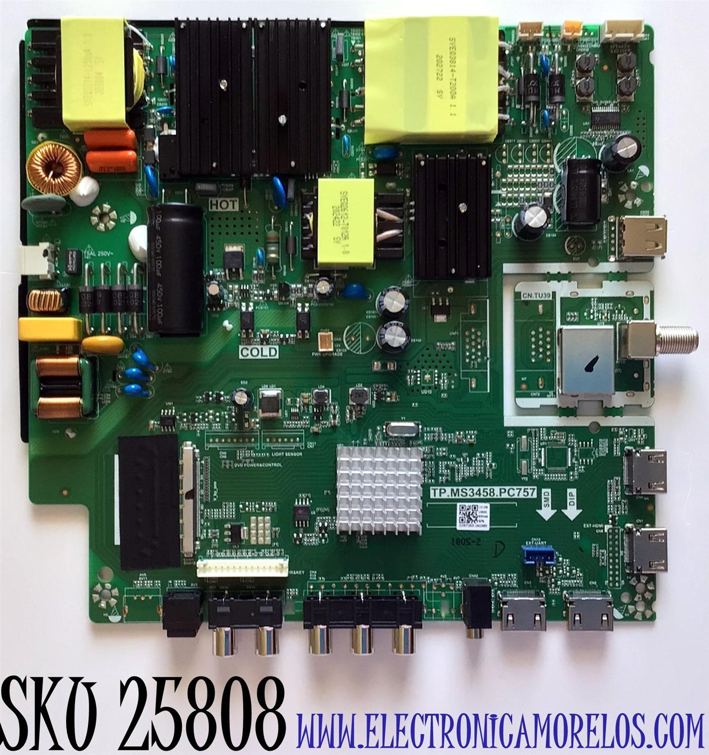 MAIN FUENTE PARA TV RCA NUMERO DE PARTE AE0012148 / TP.MS3458.PC757 / Z20071805-2A02889 / PANEL HV550QUB-S1E / MODELOS RTU5540-B