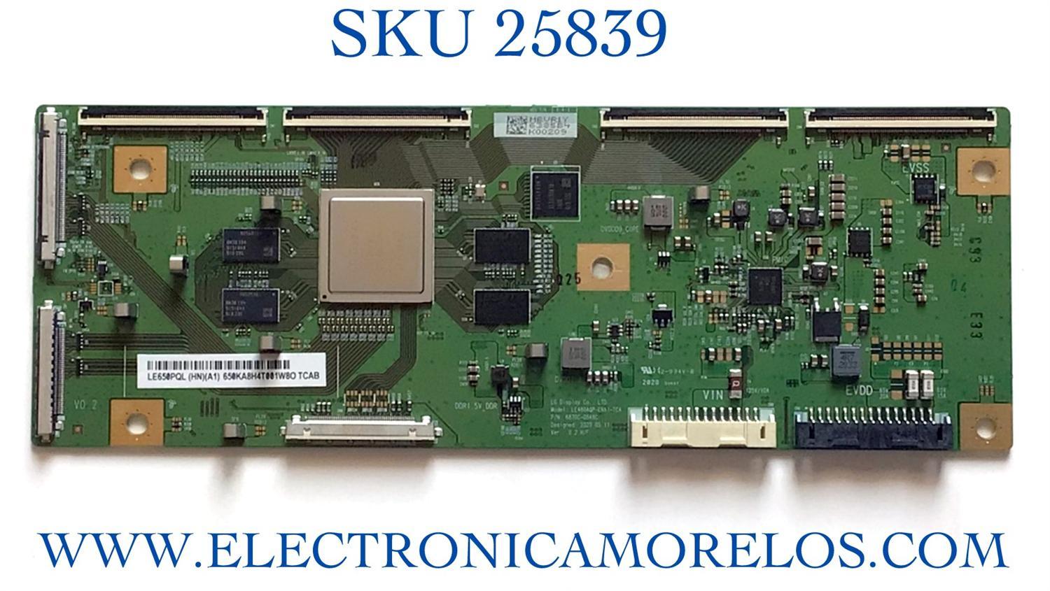T-CON PARA SMART TV SONY  / NUM DE PARTE 6871L-6385B / 6870C-0848C / LE650PQL (HN) (A1) / LE650PQL (HP) (A4) / LE480AQP-ENA1-TCA / PANEL'S YDAS065UNG01 / YDB0065UNG01 / MOD XBR-65A8H / XBR65A8H / XR-65A80J / XR65A80J / XR-65A90J / XR-65A80CJ / XR65A80CJ