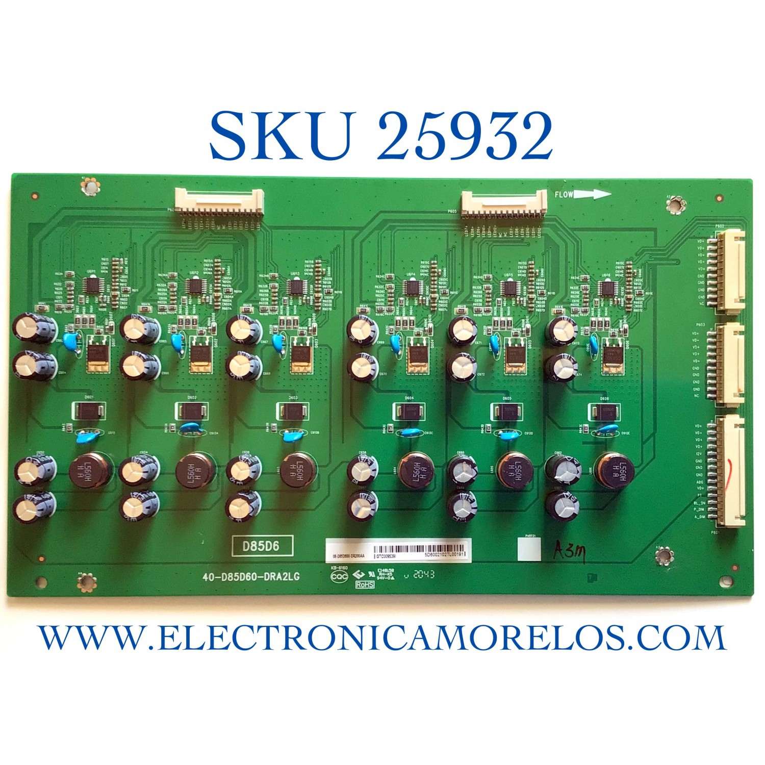 LED DRIVER PARA TV TCL NUMERO DE PARTE 08-D85D600-DR200AA / 40-D85D60-DRA2LG / GTC009539I / PANEL LVU850NDEL AD9W03 / MODELO 85S435