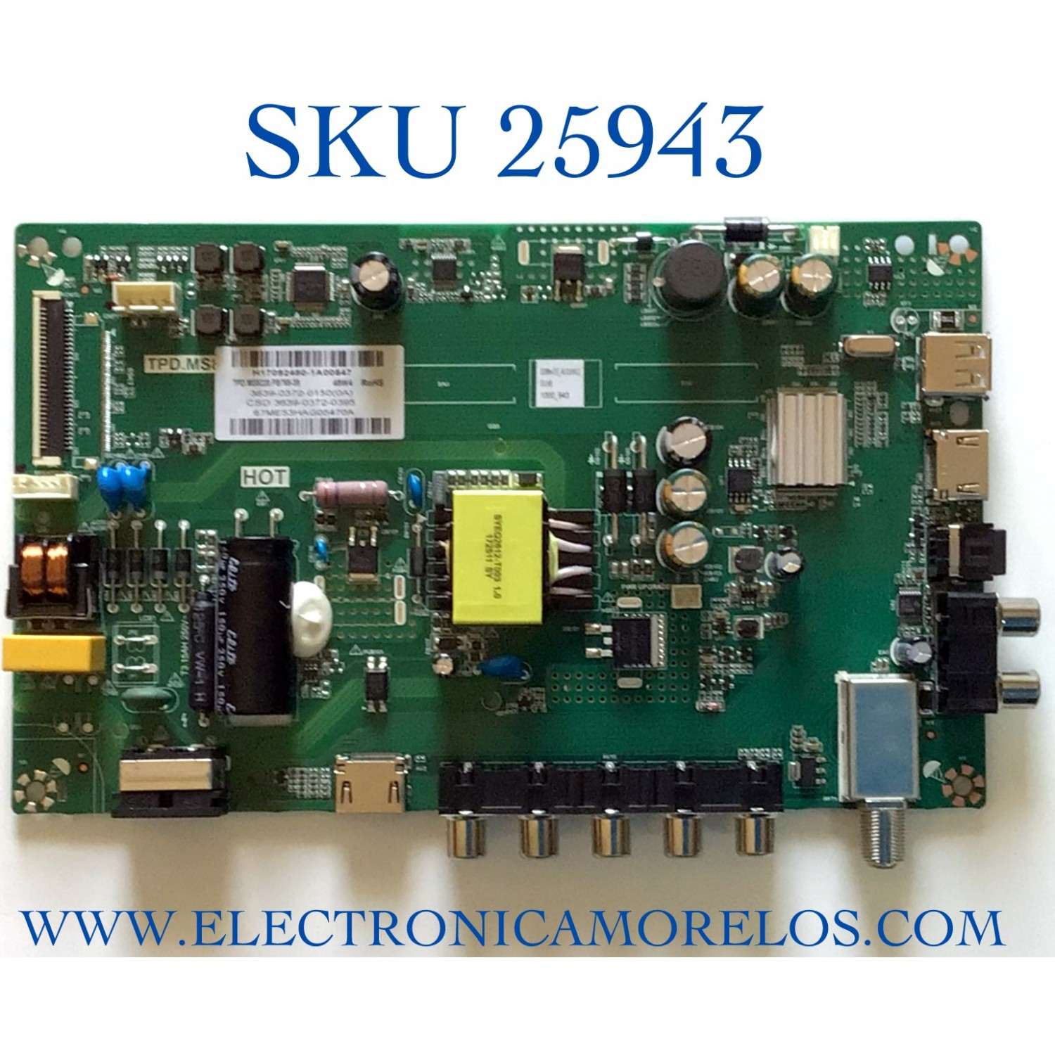 MAIN FUENTE (COMBO) PARA TV VIZIO / NUMERO DE PARTE 3639-0372-0395 / TPD.MS3393.PB765 / 3639-0372-0150 / H17092480-1A00547 / MODELO D39HN-E0 LAUAVLKT