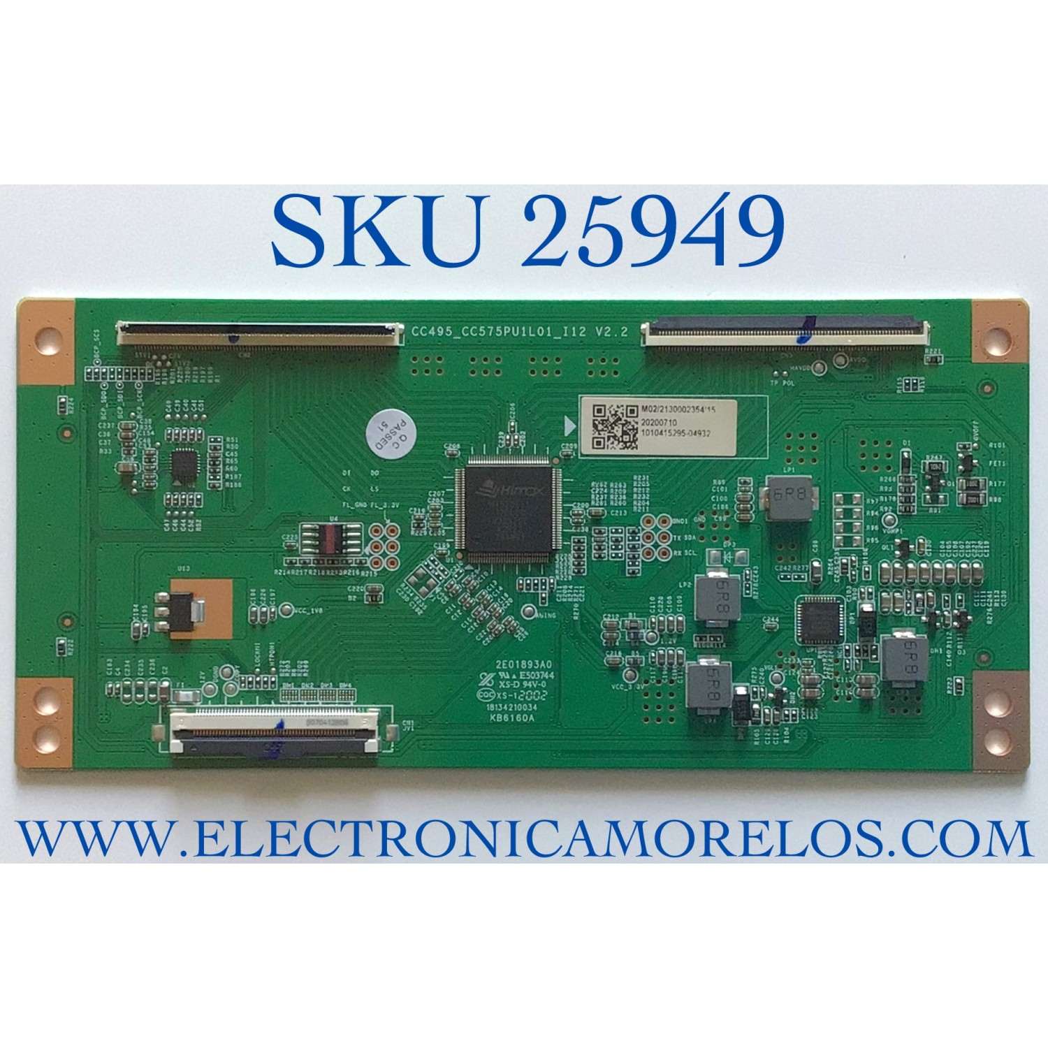 T-CON PARA TV ONN·ROKU TV 4K UHD HDR SMART TV (50) / NUMERO DE PARTE CC495_CC575PU1L01_I12 / 2E01893A0 / 18134210034 / KB6160A / CC575PU1L01 / CC495_CC575PU1L01_I12 V2.2 / E503744 / PANEL CC500PV4D / MODELO 100012585