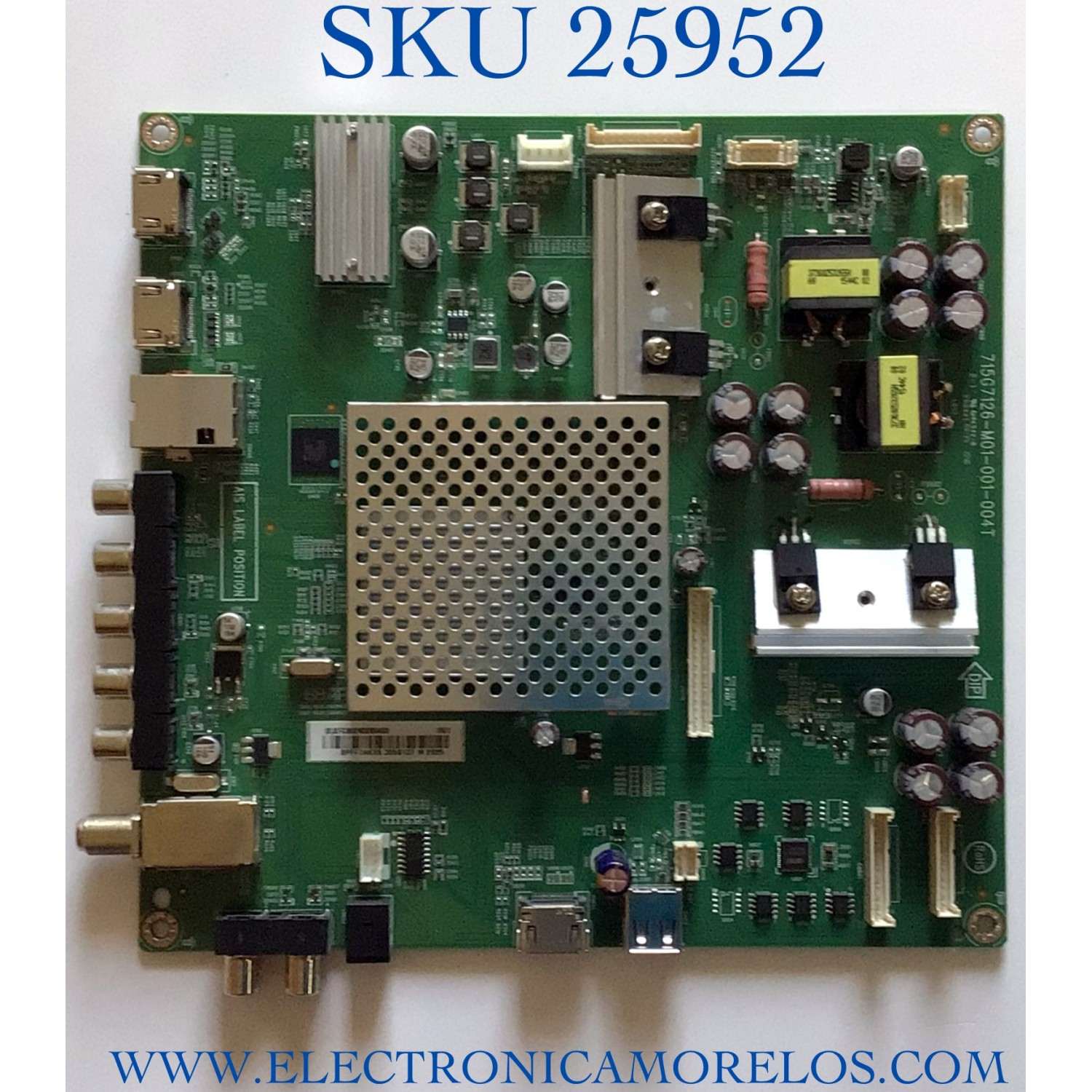 MAIN PARA TV VIZIO NUMERO DE PARTE XFCB02K028 / 715G7126-M01-001-004T / (X)XFCB02K028040X / PANEL TPT500J1-HVN07.U REV:S600E / MODELO E50-C1 