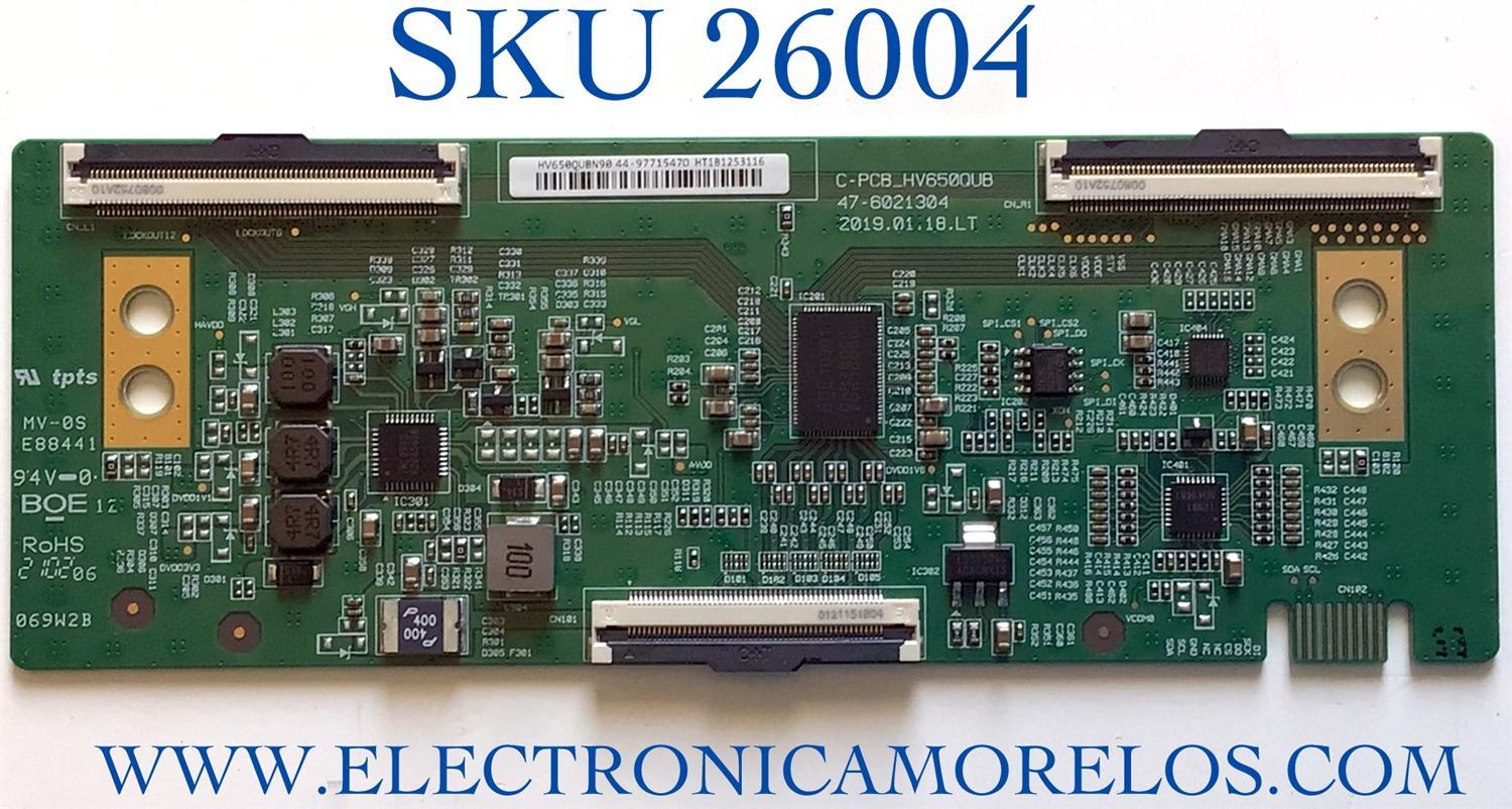 T-CON PARA TV VIZIO 4K HDR SMART TV / NUMERO DE PARTE 44-9771547O / 47-6021304 / C-PCB_HV650QUB / 44-97715470 / HV650QUBN90 / E88441 / PANEL'S HV650QUB-F70 / TV18970114_V655-H4 / MODELO V655-H4 / V655-H4 LBPFZZ - Imagen 1