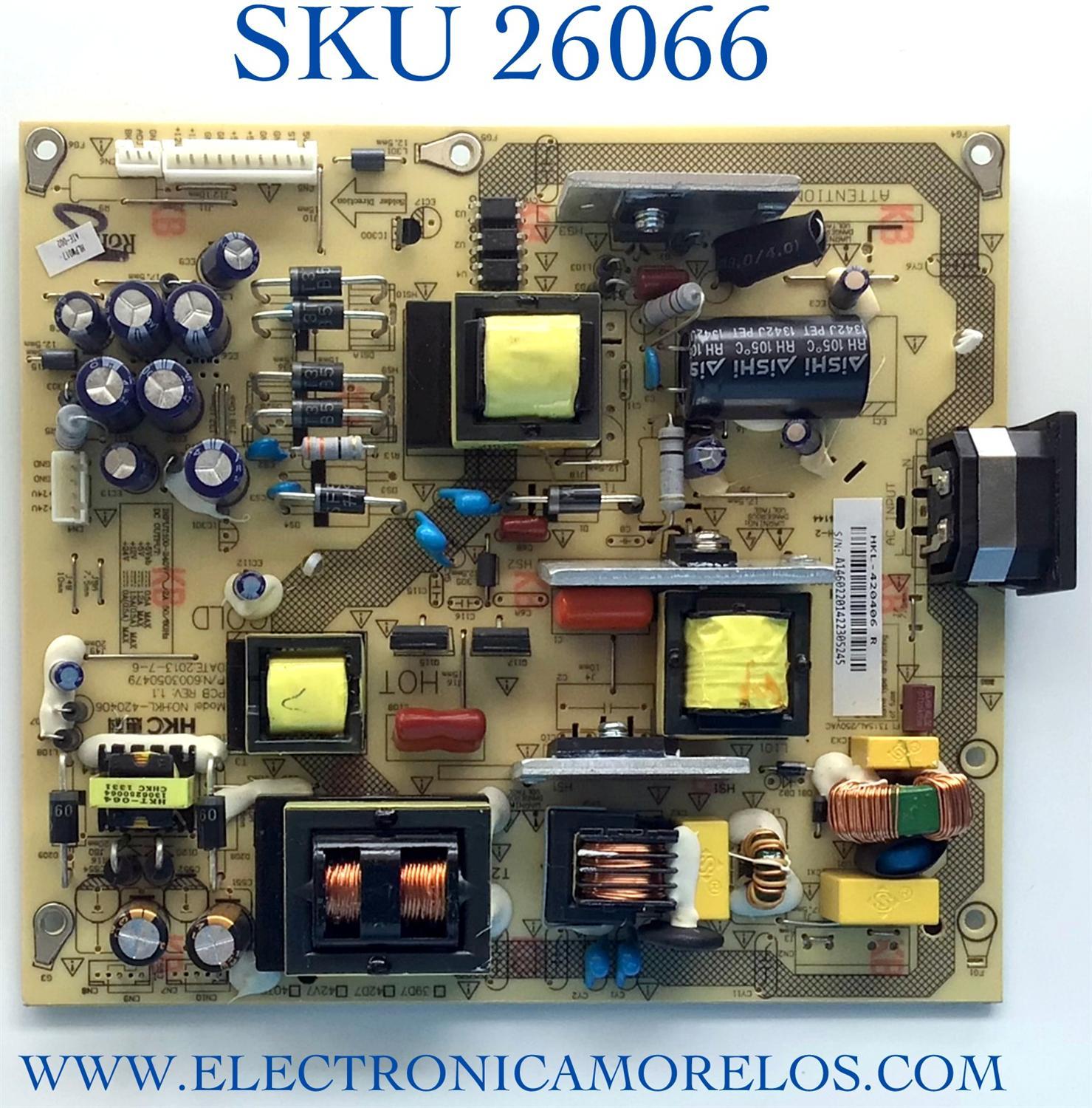 FUENTE PARA TV WESTINGHOUSE NUMERO DE PARTE HKL-420406 / 6003050479 / MODELO DWM42F2G1
