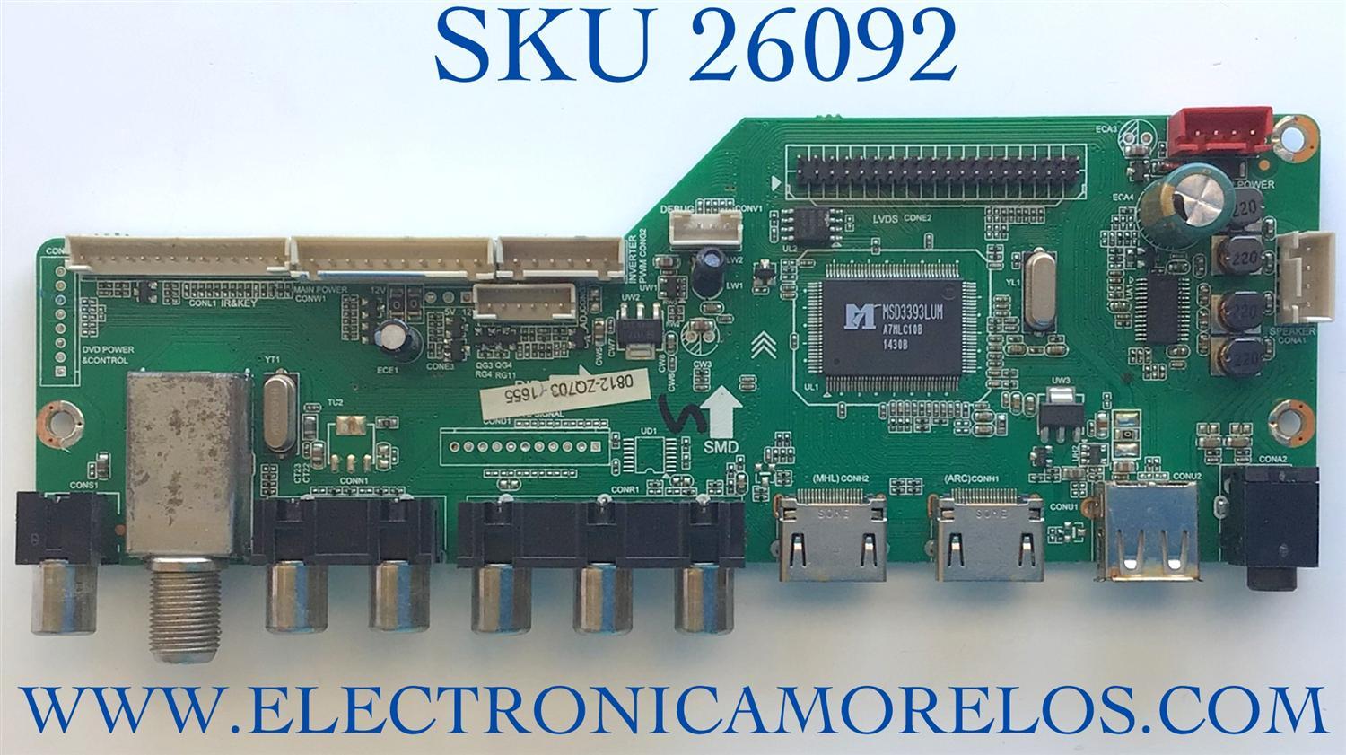 MAIN PARA TV RCA NUMERO DE PARTE MK-RE01-140812 / LD.M3393.B / PANEL LSC550HJ10-12V / MODELO LED55G55R120Q