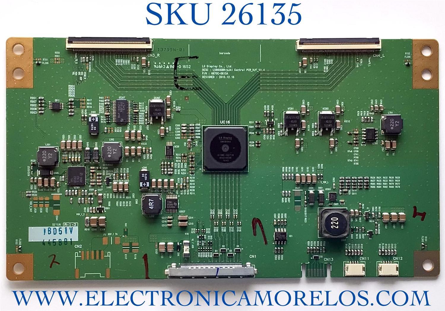 T-CON PARA MONITOR LG  NUMERO DE PARTE 4458B / 6870C-0615A / PANEL LD860DBN-UJA1 / MODELO 86BH5C-B