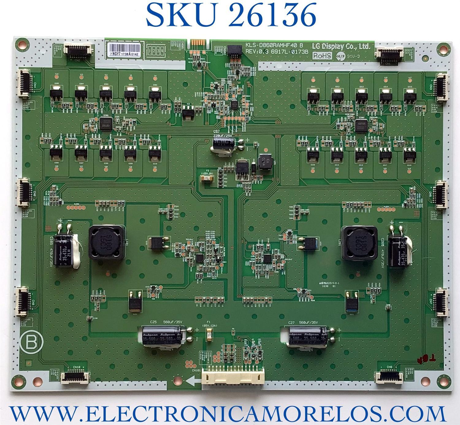LED DRIVER PARA MONITOR LG NUMERO DE PARTE  6917L-0173B / KLS-D860RAMHF 40 B / PANEL LD860DBN-UJA1 / MODELO 86BH5C-B