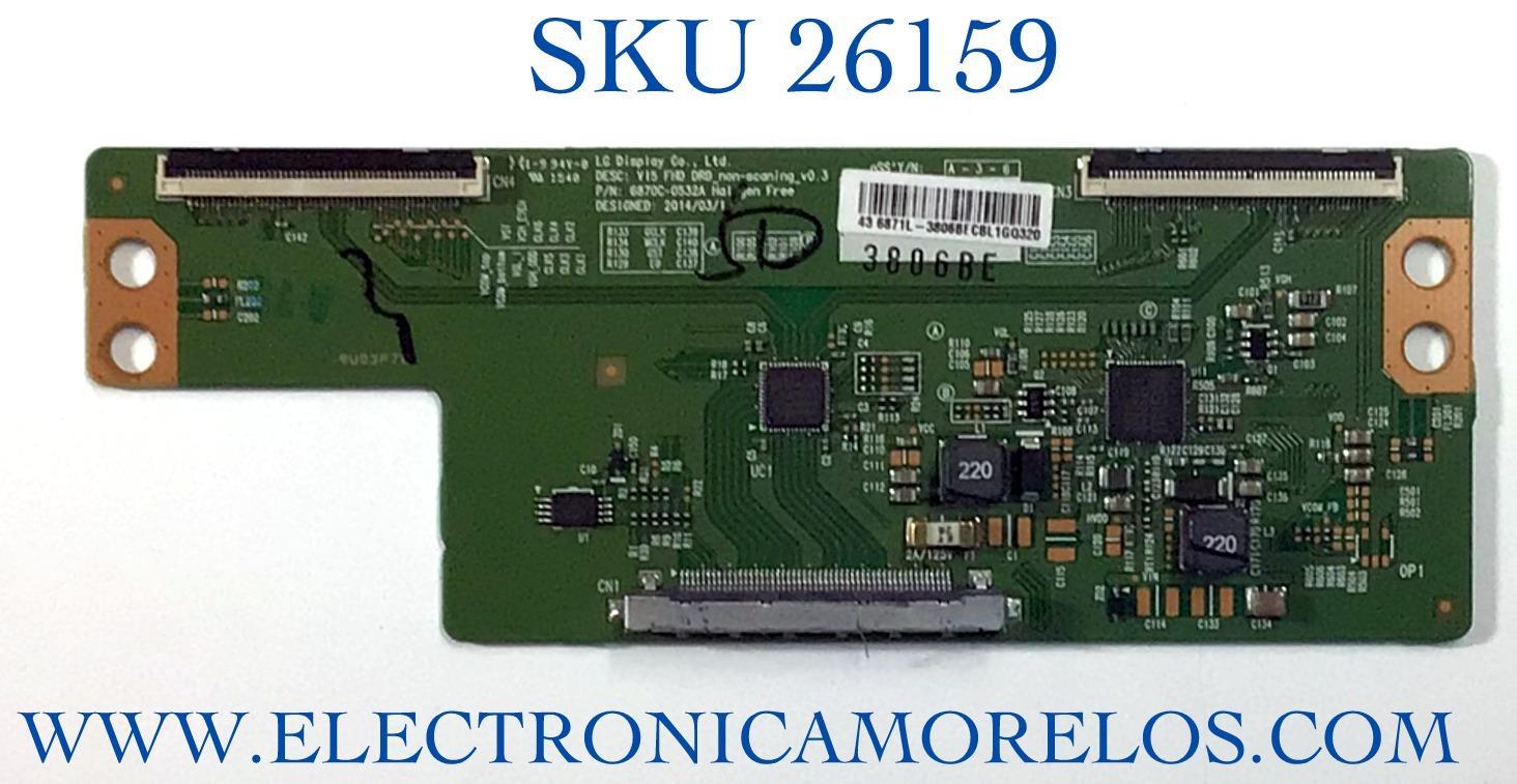 T-CON PARA TV VIZIO NUMERO DE PARTE 6871L-3806B / 6870C-0532A / 3806B / MODELO E43-C2 LW ZJSEAR / E43-C2 ((CHECAR CONECTOR))