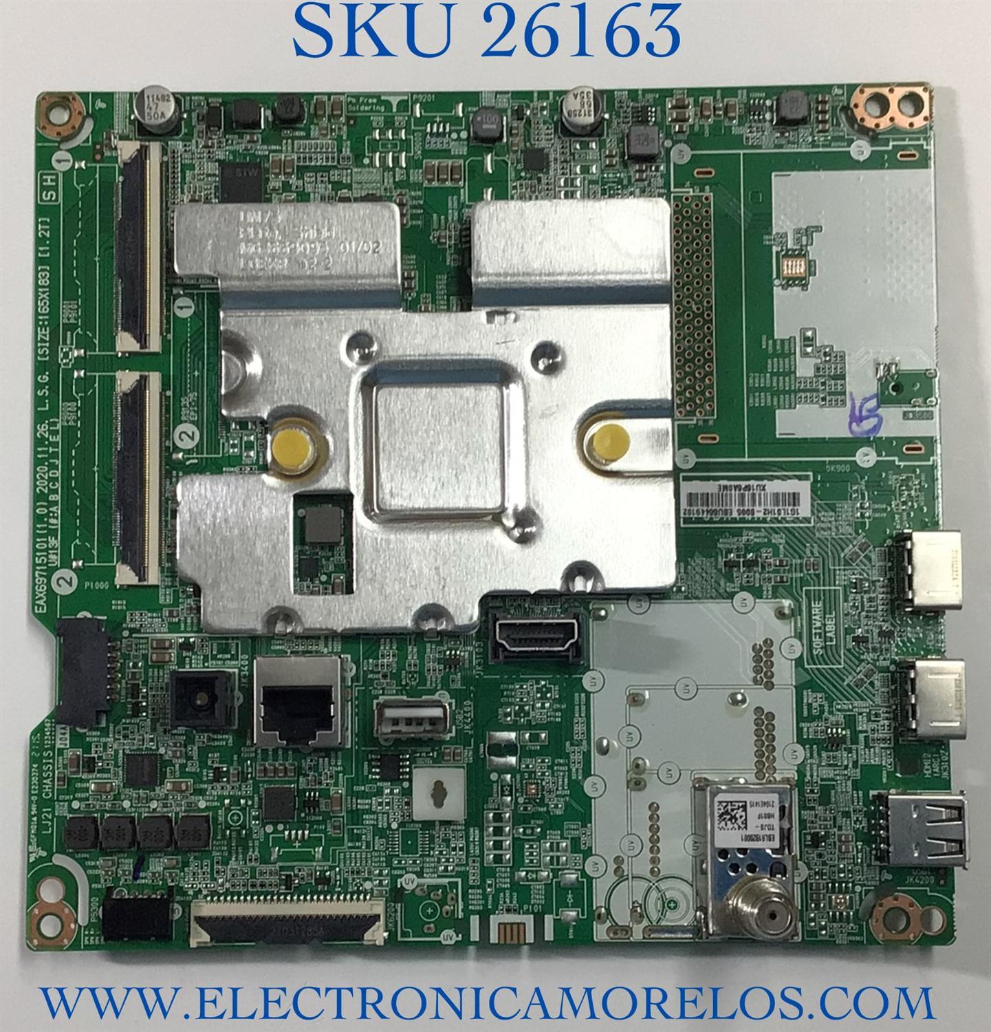 MAIN PARA TV LG NUMERO DE PARTE EBU66449102 / EAX69715101 / 1G1L01H2-0005 / XU16P6A0ME / PANEL NC500DQG-AAKX3 / MODELO 50UP7560AUD.BUSYLJM / 50UP7560AUD