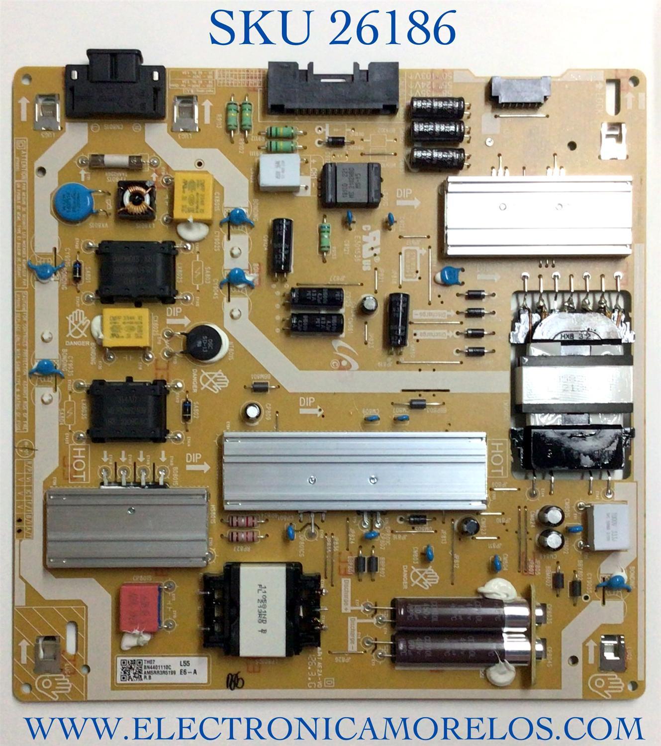 FUENTE DE PODER PARA TV SAMSUNG / NUMERO DE PARTE BN44-01110C / BN4401110C / L55E6_AHS / MODELOS UN50AU8000 / UN50AU8000B / UN50AU8000FXZA AB18 / UN50AU8000FXZA AB04 / UN55AU8000 / UN55AU8000FXZA CA01 / UN55AU8000FXZA FF05 / UN55AU8000FXZA FA17