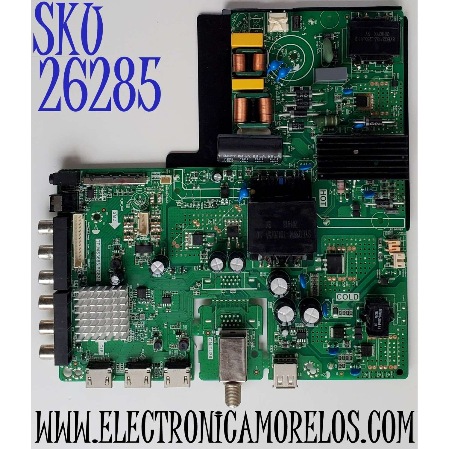 MAIN FUENTE ((COMBO)) PARA TV SCEPTRE / NUMERO DE PARTE N20051783 / TP.MS3683.PC821 / PANEL DXST5461D11-1 / DISPLAY LC546PU2L-03 / MODELO N55