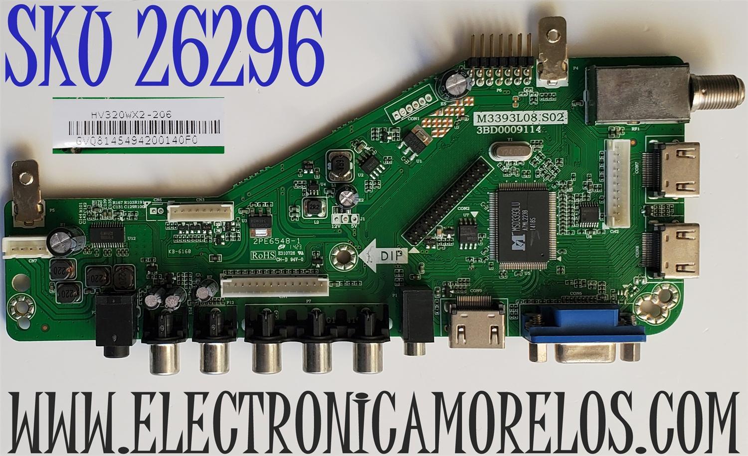 MAIN PARA TV PROSCAN / NUMERO DE PARTE T201405027A / 3BD0009114 / M3393L08.S02 / 20140522201657 / 2PE6548-1 / DISPLAY HV320WX2-206 / MODELO PLDV321300