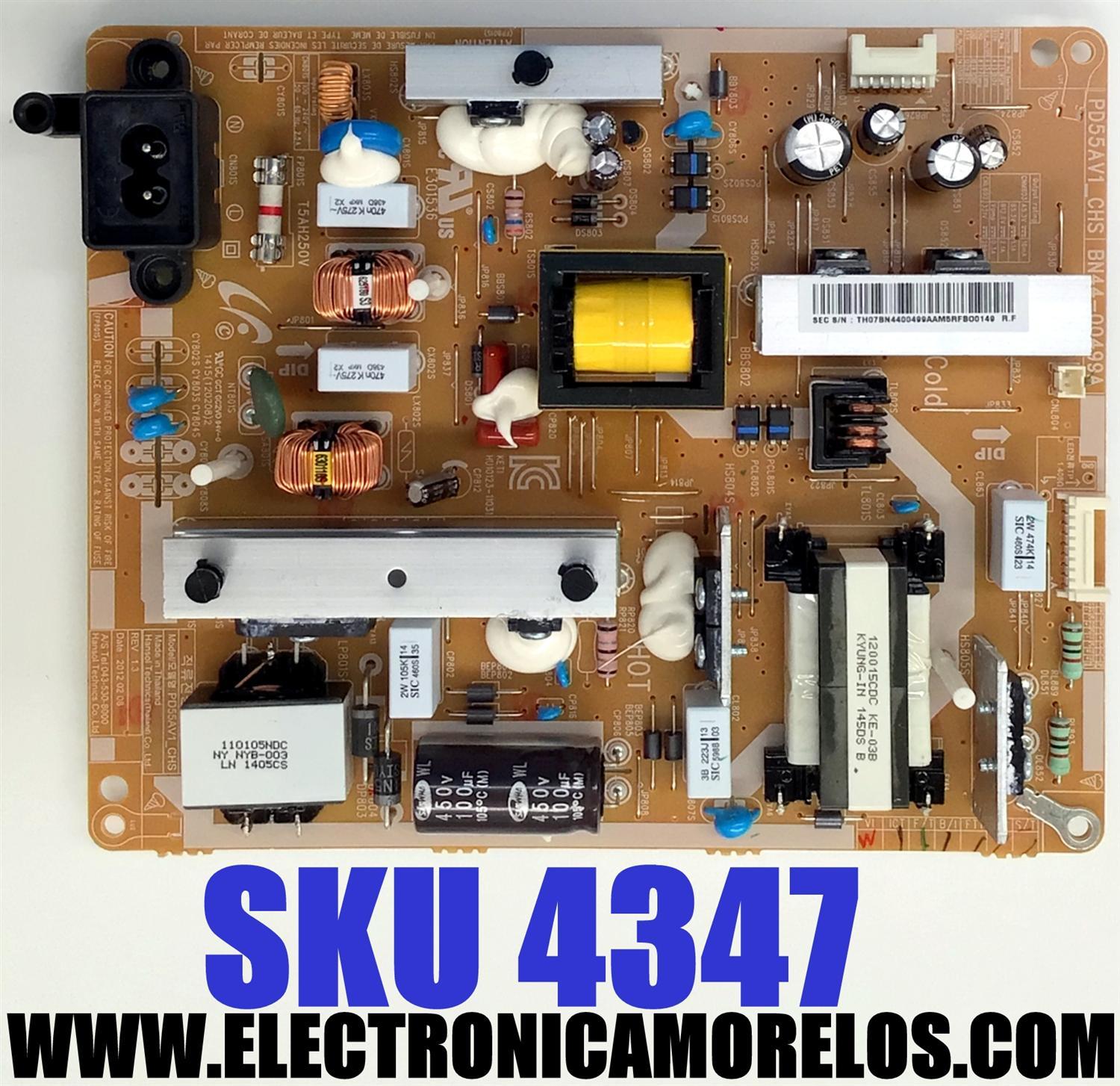FUENTE DE PODER PARA TV SAMSUNG / NUMERO DE PARTE BN4400499A / PD55AV1_CHS / BN44-00499A / PANEL DE500BGA-V1 / CY-DE500CGMV1H / MODELOS UE50EH / UN50EH / UA50EH UA55EH / UN55EH / UN55EH6000FXZA AH01 / UN55EH6000FXZA CH01 / MAS MODELOS EN DESCRIPCIÓN