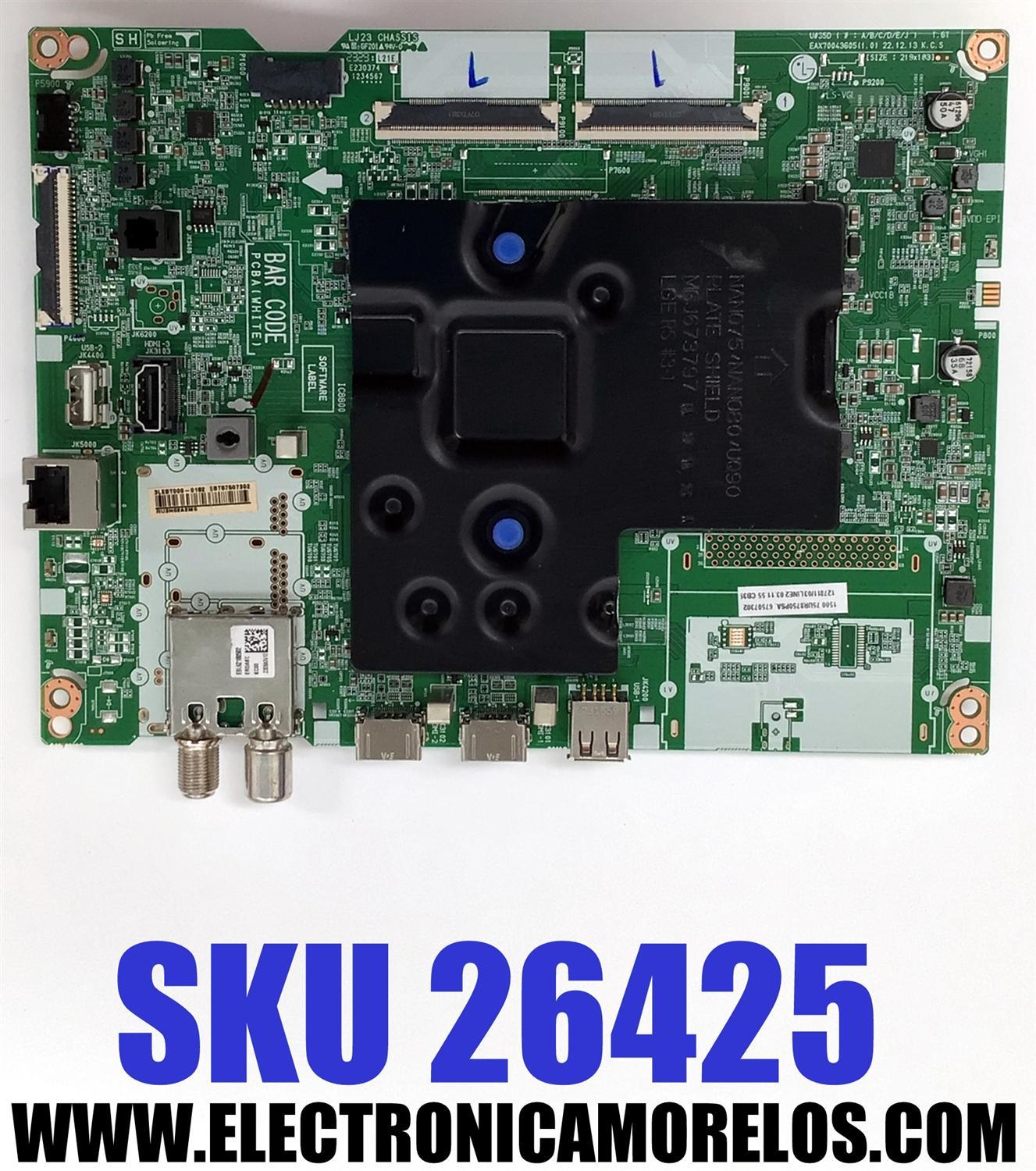 MAIN ORIGINAL PARA TV LG 4K UHD HDR SMART TV / NUMERO DE PARTE EBT67507302 / EAX70043605 / EAX70043606 / 67507302 / EAX70043605(1.0) / EAX70043606(1.3) / PANEL NC750TQG-VSKHA / DISPLAY JR745R3HA17 / MODELO 75UR8750PSA.BWMMLKR / 75UR7800PSB.BWMMLKR - Imagen 1