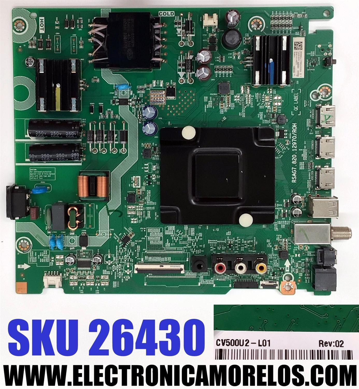 MAIN FUENTE COMBO PARA TV HISENSE ORIGINAL 4K UHD HDR VIDAA / NUMERO DE PARTE 335398 / RSAG7.820.12970/ROH / 335399 / 50A51HUV / X02DE047196A / PANEL HD500H1U91-T0L2\S0\SM\ROH / HD500H1U91 / DISPLAY CV500U2-L01 REV:02 / MODELOS 50A6KV / 50A65KV