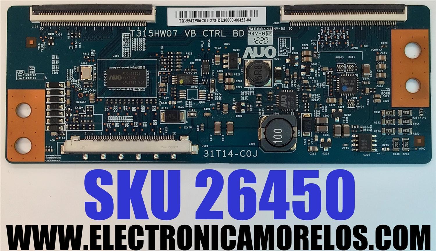 T-CON PARA TV SONY / NUMERO DE PARTE 5542P06C01 / 55.42P06.C01 / T315HW07 / T315HW07 VB CTRL BD / 31T14-C0J / 31T14-COJ / PANEL P420HVN02.0 / MODELO FWD-42B2