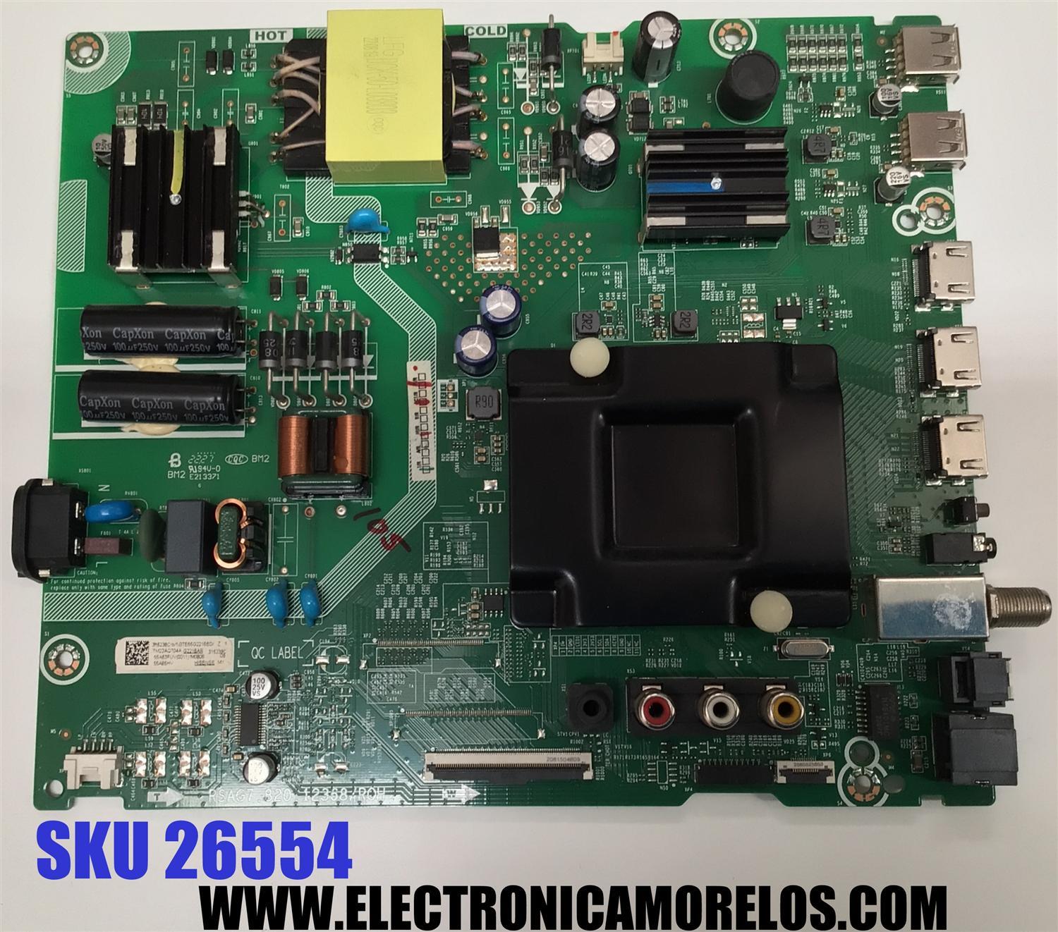 MAIN FUENTE COMBO ORIGINAL PARA TV HISENSE 4K UHD HDR VIDAA / NUMERO DE PARTE 315238 / RSAG7.820.12368/ROH / 55A53FUV(0011) / 315239 / PANEL HD550Y1U72-T0L2\GM\CKD3A\ROH / DISPLAY HV550QUB-F70 REV.2.0 / MODELO 55A6GV / 55A6GV 55A53FUV / 55A65HV