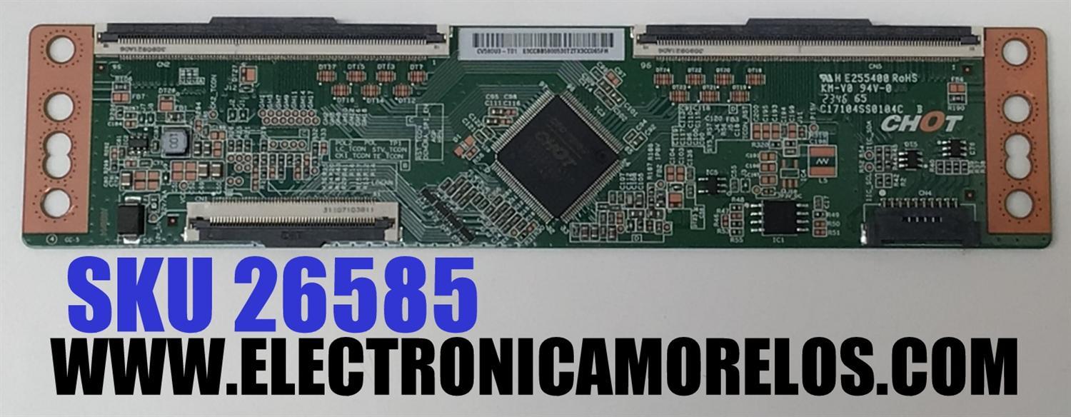 T-CON PARA TV SHARP / NUMERO DE PARTE E3CCBB580053 / CV58U3-T01 / E3CCBB5800530T / C17104SS0104C / PANEL K580WDGF / DISPLAY CV580U3-T01 REV:02 / MODELO 4T-C58EL8UR