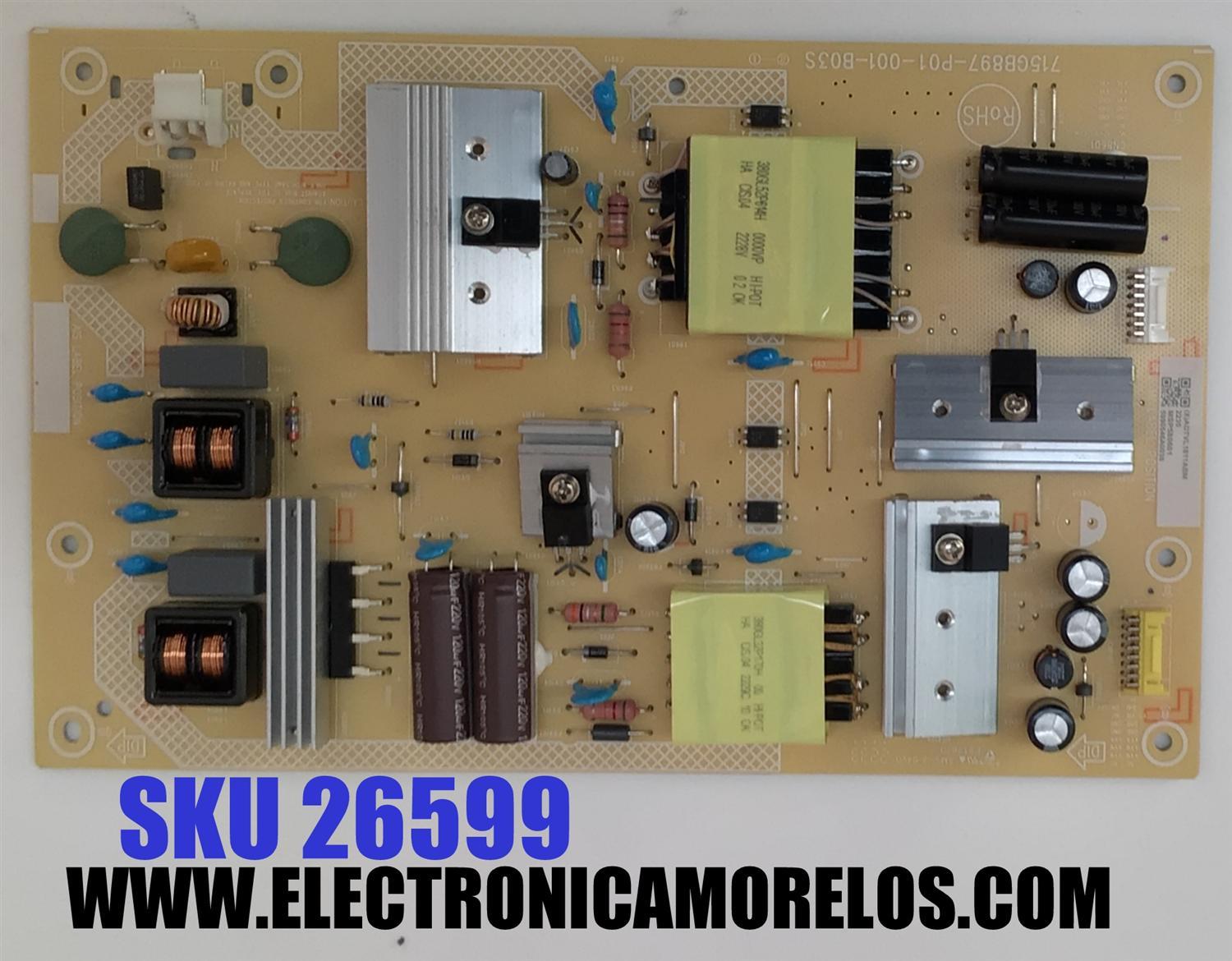 FUENTE DE PODER PARA TV VIZIO / NUMERO DE PARTE ADTVL1811ABM / 715GB897-P01-001-B03S / (X)ADTVL1811ABM / MSP580601 / 5990546A0038 / PANEL TPT580WR-U3T01.D REV:S01P / DISPLAY CV58U3-T01 REV:02 / MODELO V585M-K01 / V585M-K01 LTYHM7MY