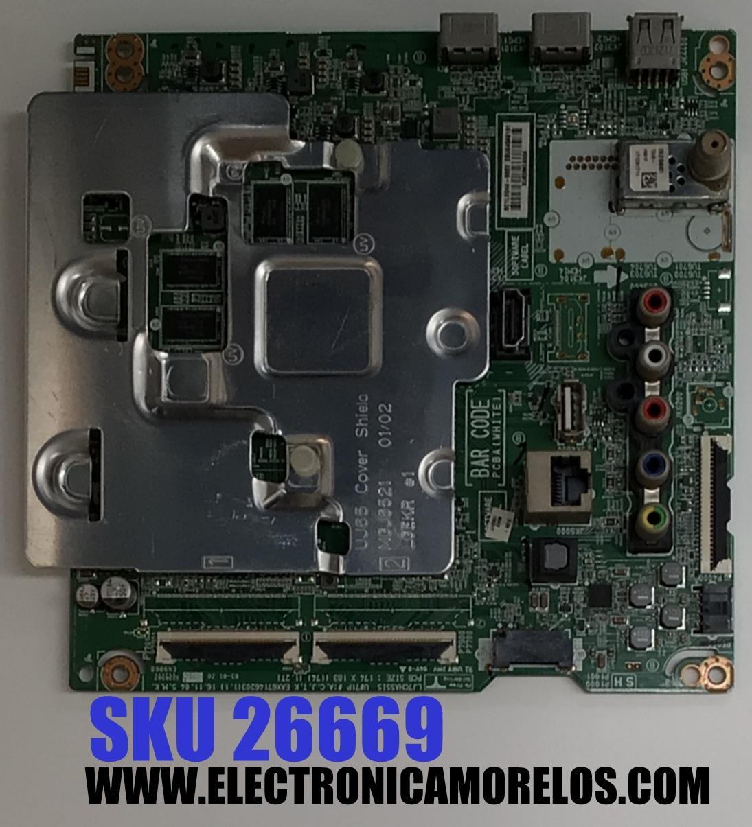 MAIN PARA TV LG 4K·UHD·HDR ((SMART TV)) / NUMERO DE PARTE EBU64506101 / EAX67146203 / EAX67146203 (1.1) / 64506101 / 8C1L00H4-0002 / XU83M2A306 / DISPLAY LC430DGJ (SK)(A4) / MODELO 43UJ6200 / 43UJ6200-UA / 43UJ6200-UA.BWMYLJM