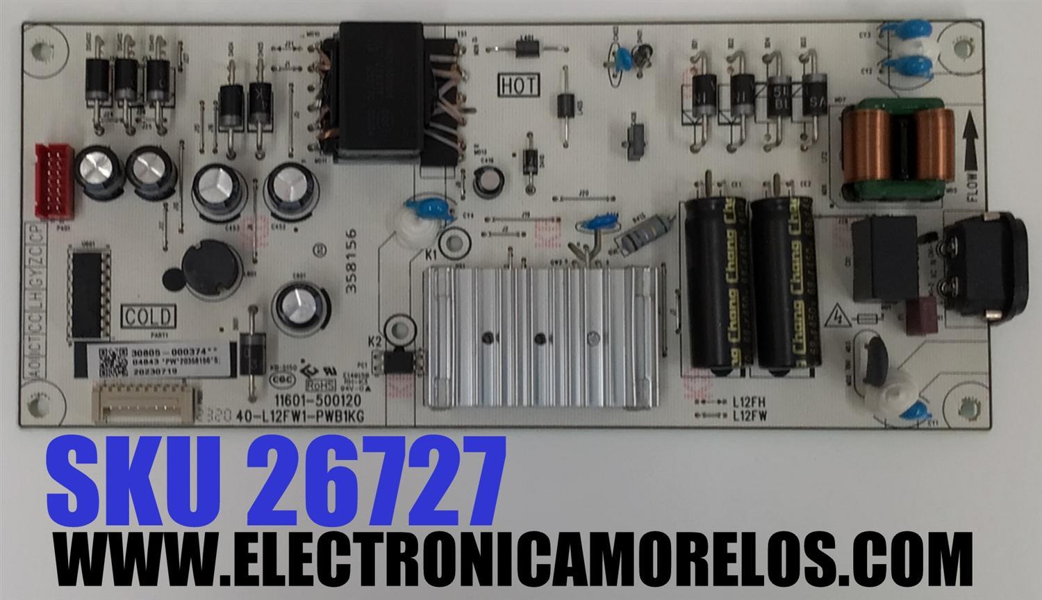 FUENTE DE PODER PARA TV TCL / NUMERO DE PARTE 30805-000374 / 40-L12FW1-PWB1KG / 11601-500120 / L12FW / 20230719 / TPD.SK318CL.PB751 (T) / PANEL LVU550NDEL  / DISPLAY ST5461D12-4 VER.2.2 / MODELO 55S41R / 55S451