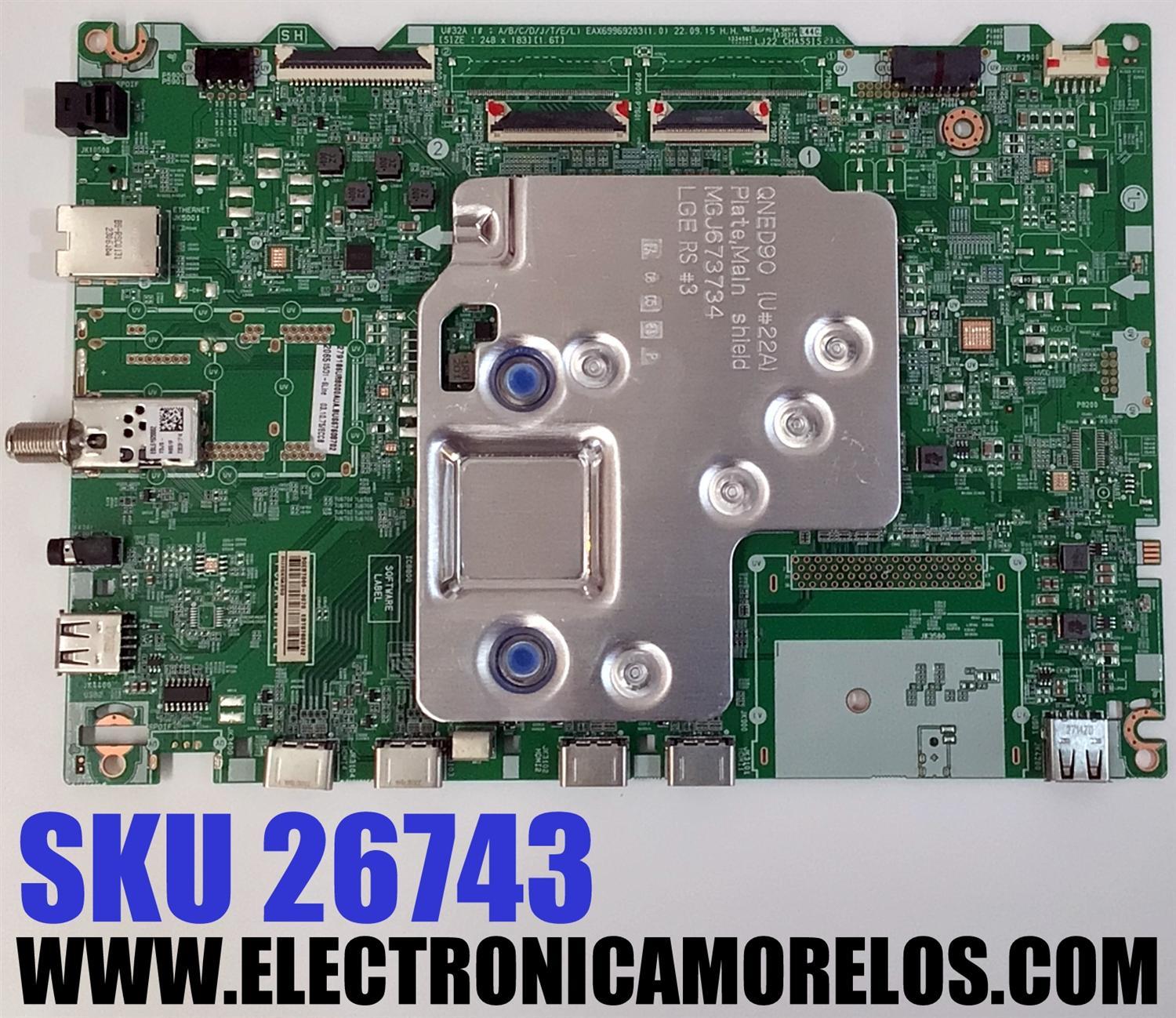 MAIN ORIGINAL PARA TV LG 4K UHD HDR SMART TV / NUMERO DE PARTE EBT67608702 / EAX69969203 / EAX69969203(1.0) / 67608702 / PANEL NC860TQF-ABMH1 / DISPLAY HV860QUB-E1E / MODELO 86UR8000AUA / 86UR8000AUA.BUSGLKR