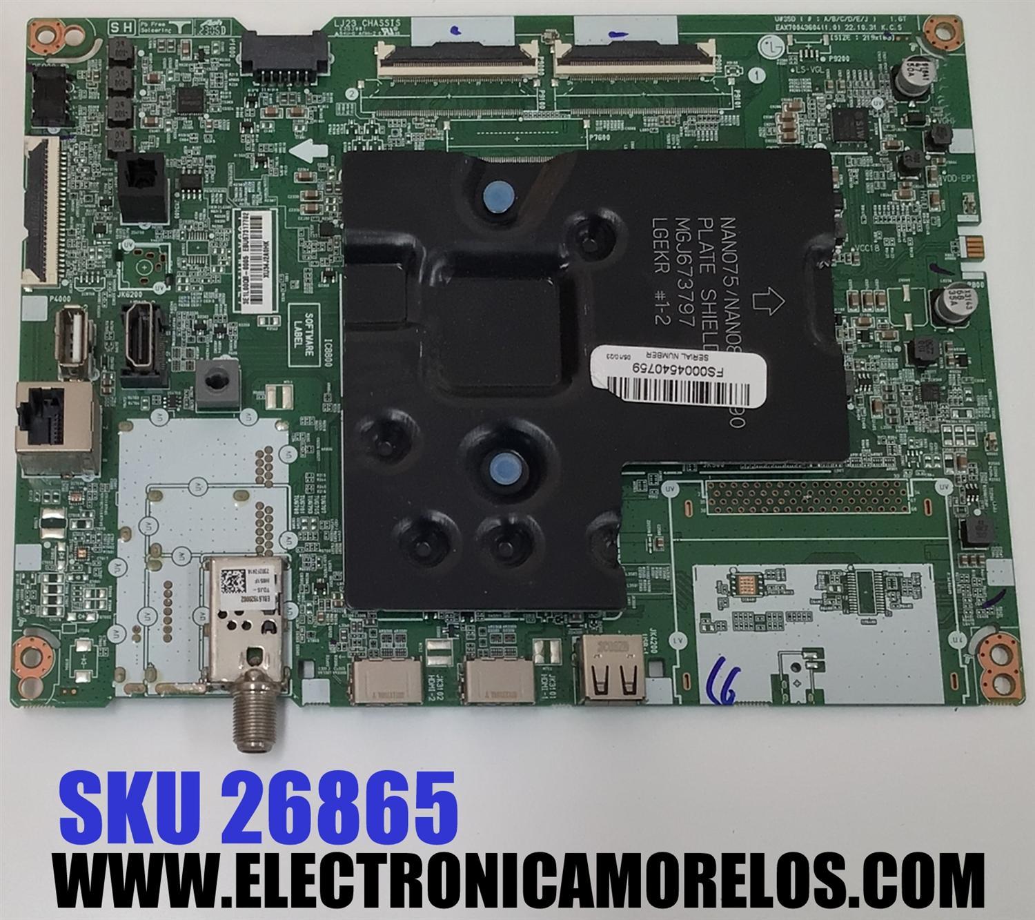 MAIN PARA TV LG 4K·UHD·HDR ((SMART TV)) / NUMERO DE PARTE EBU67317702 / EAX70043604 / EAX70043604(1.0) / 67317702 / PANEL NC430TQG-ABKHA / DISPLAY HV430QUB-F7D / MODELO 43UR8000AUA / 43UR8000AUA.BUSFLJM