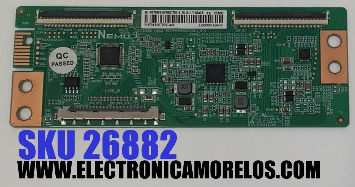 T-CON PARA TV WESTINGHOUSE / NUMERO DE PARTE N2THK430FHDCT02-4 / N2THK430FHDCT02-1_H1.0 /PT430CT02-4/6 / PT430CT02-1 / PT430CT02-2 / PANEL HK430WLEDMJH6PH / DISPLAY PT430CT03-14 VER.2.4 / MODELO WR43FX2210