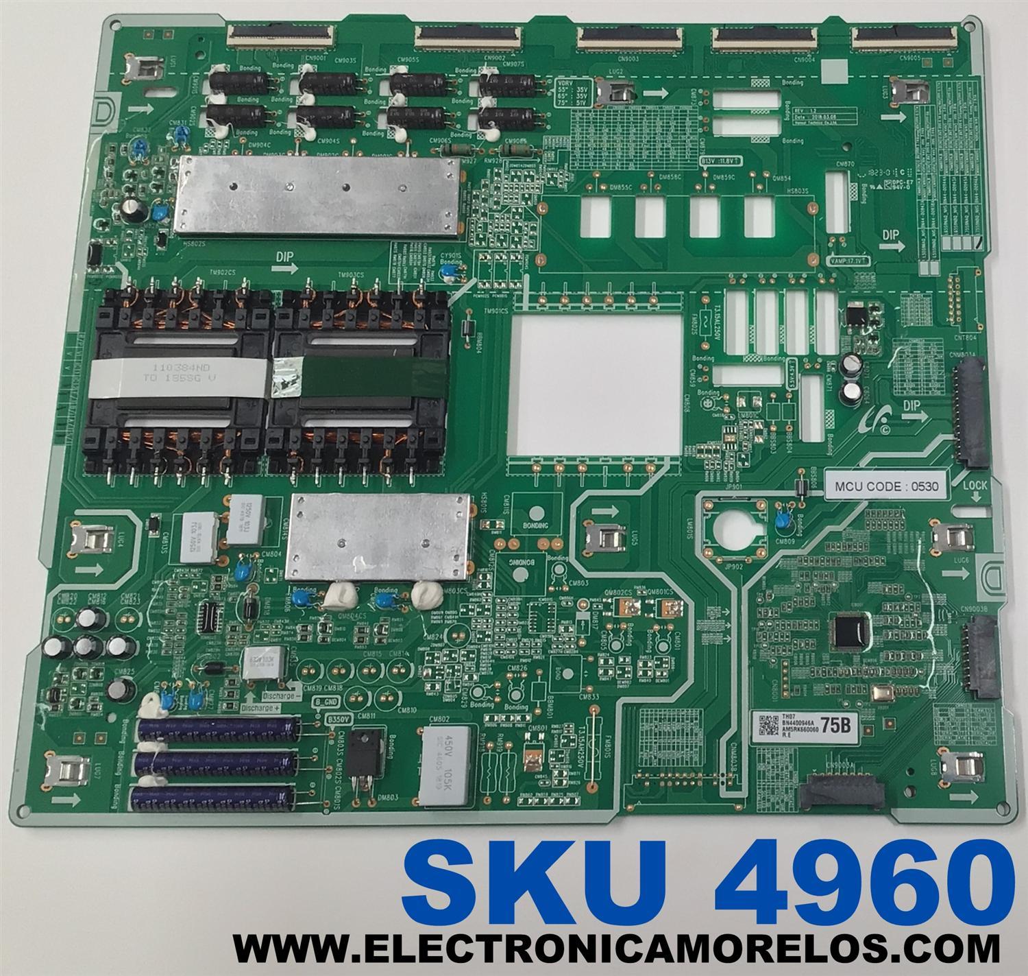 LED DRIVER PARA TV SAMSUNG ORIGINAL / NUMERO DE PARTE BN44-00946A / L75S9NBQ_NHS / BN4400946A / AM5RK5G0582 / PANEL CY-TN075FLAV4H / MODELO QN75Q9FNAFXZA
