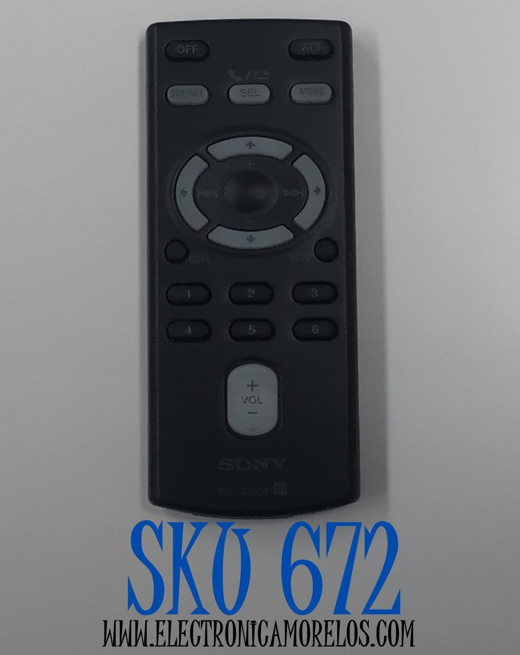 CONTROL REMOTO SONY ORIGINAL PARA AUTOESTEREO / NUMERO DE PARTE RM-X304