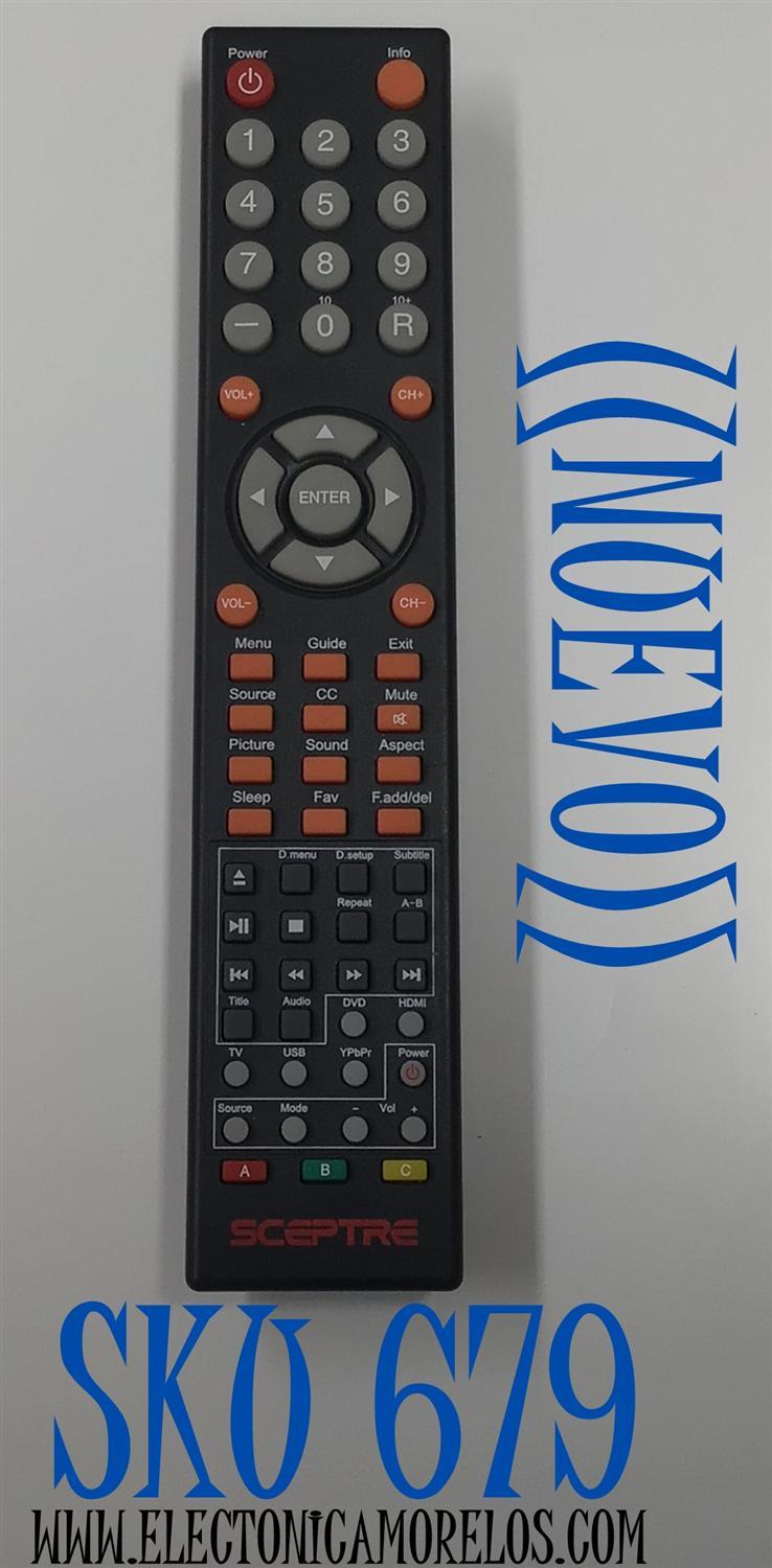 CONTROL REMOTO ORIGINAL NUEVO PARA TV SCEPTRE / NUMERO DE PARTE HR-62K / HR62K
