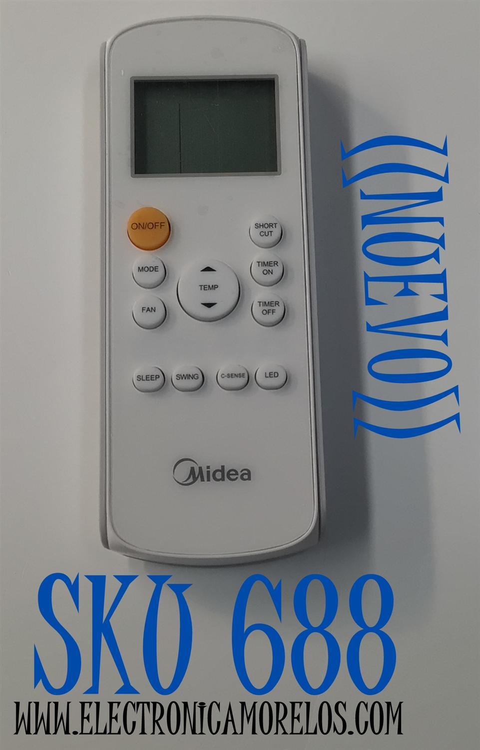 CONTROL REMOTO NUEVO MIDEA ORIGINAL PARA AIRE ACONDICIONADO / NUMERO DE PARTE RG57H4 / RG57H4(B) / BGEFU1 / Z2301291015752 / MODELOS WPPD14HW9N / WPPD14CR9N / WPPD08CW0N / WPPD10CW0N