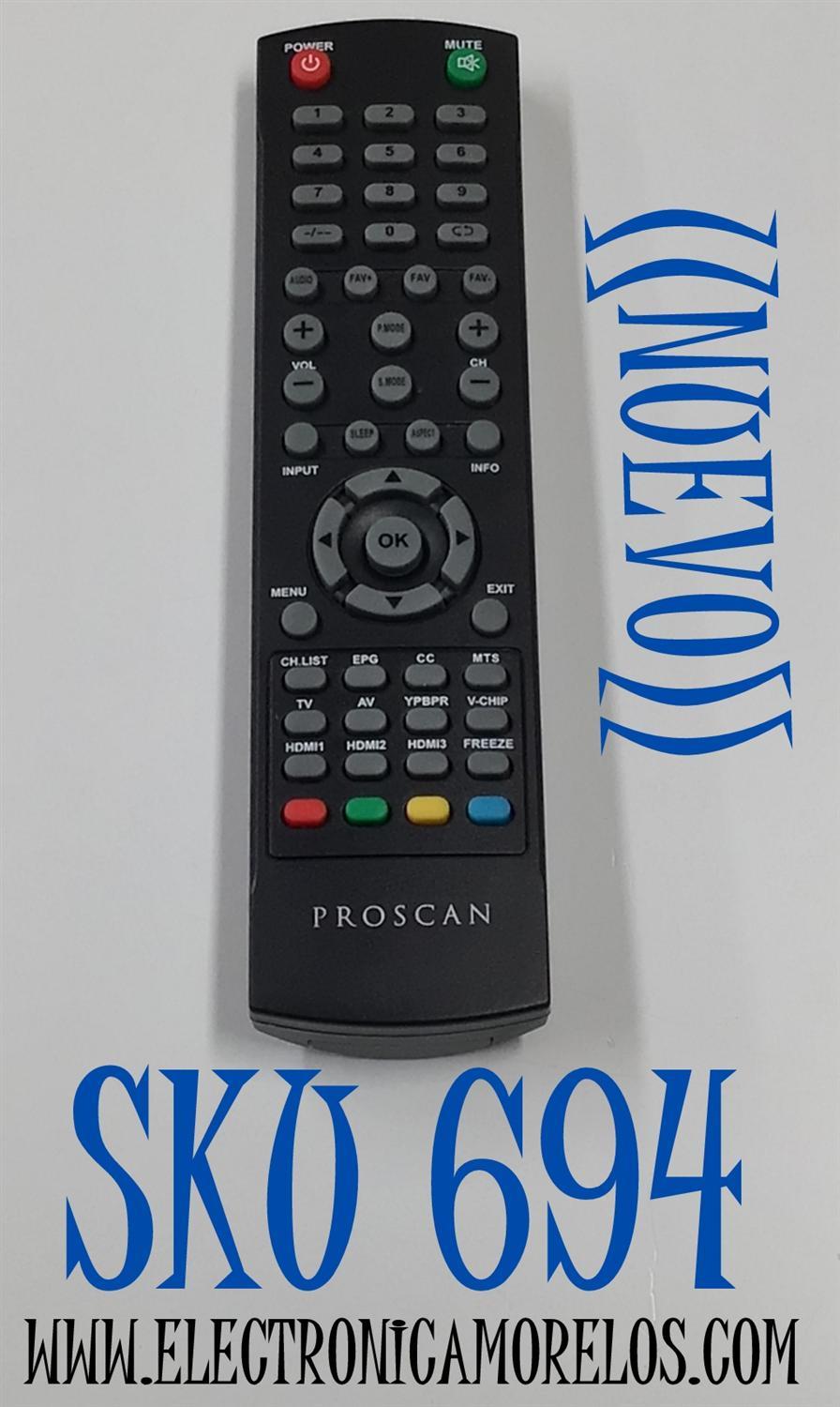 CONTROL REMOTO NUEVO PARA TV PROSCAN ORIGINAL / NUMERO DE PARTE XK231 / IEC R03 / UM-4 / MODELOS LE40S508 / LE42H508 / LE46H508 / LE49S508 / LE50H508 / LE55H