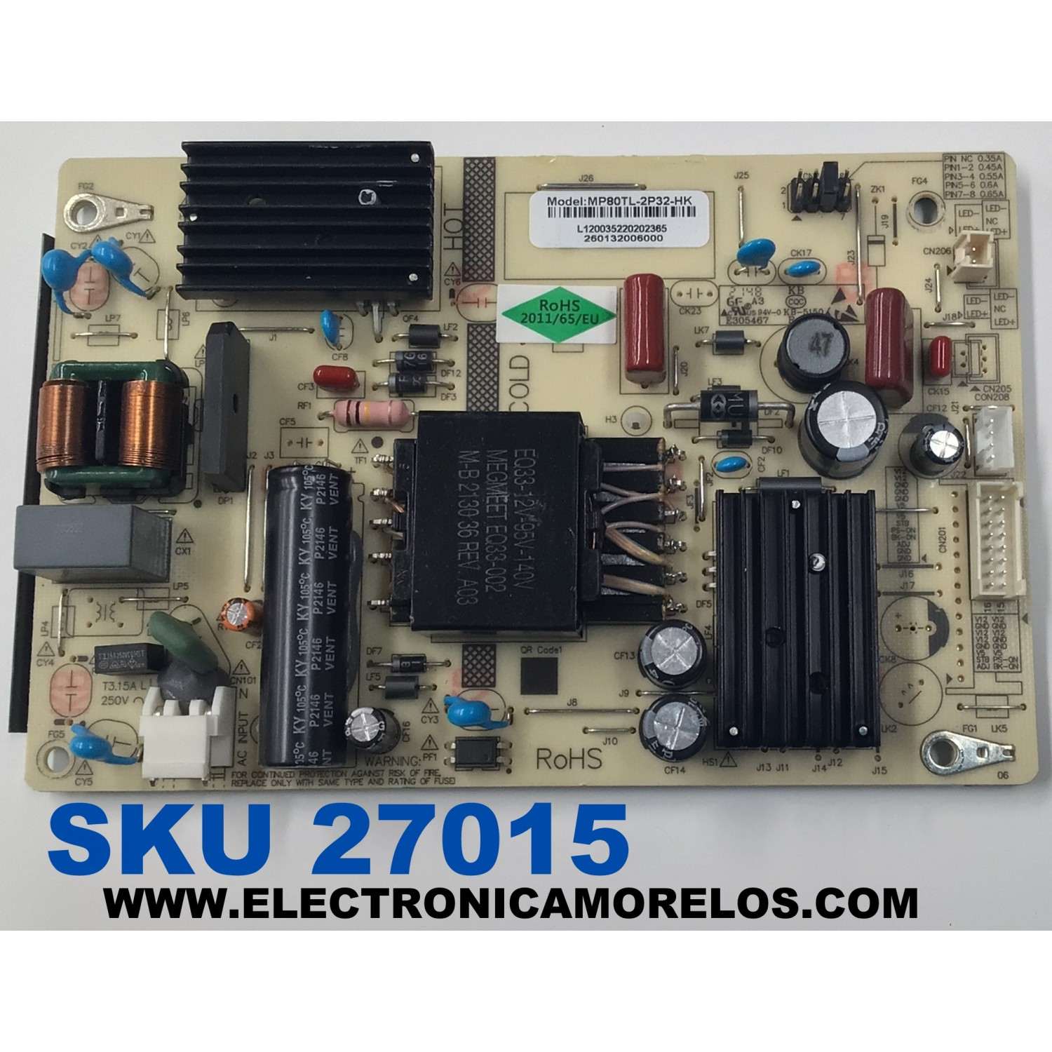 FUENTE DE PODER PARA TV WESTINGHOUSE ORIGINAL / NUMERO DE PARTE 260132006000 / MP80TL-2P32-HK / L120035220202365 / DISPLAY PT430GT01-1 VER.1.0 / MODELO WR43UT4212