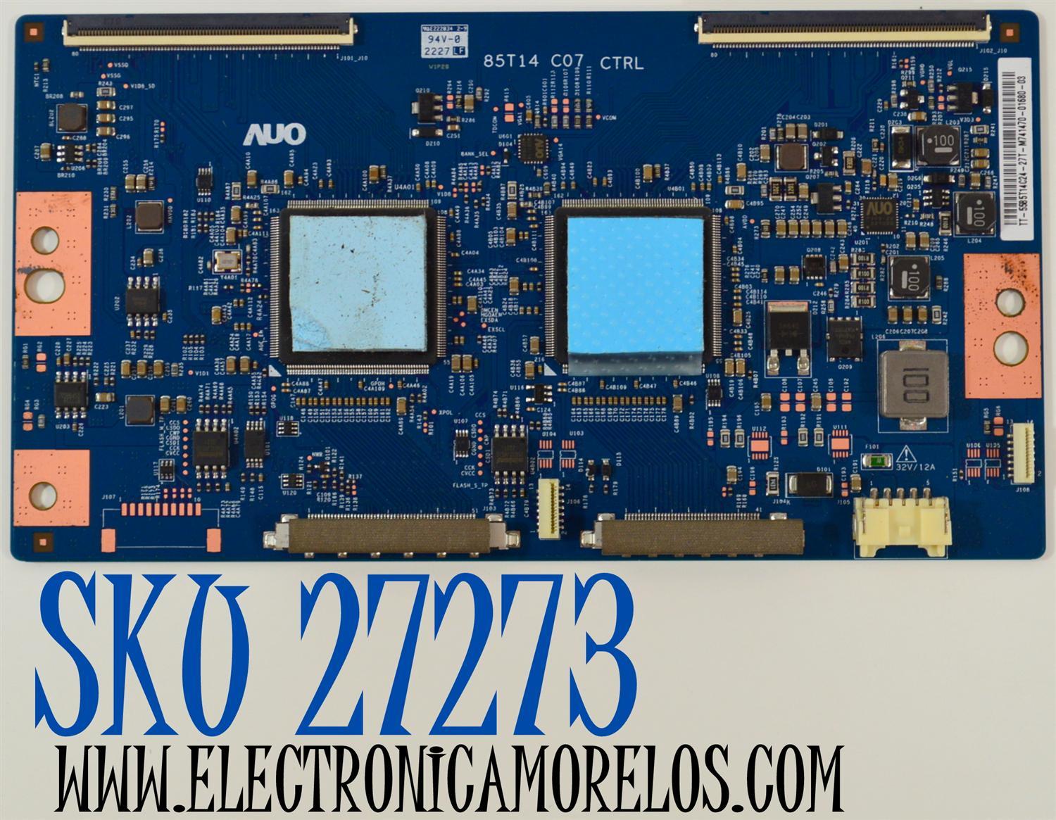 T-CON ORIGINAL PARA TV SONY / NUMERO DE PARTE 5585T14C24 / 85T14 C07 CTRL / 55.85T14.C24 / PANEL YDCM085CCN11 / DISPLAY T850QVN03.J / MODELO KD-85X80CK / KD85X80CK