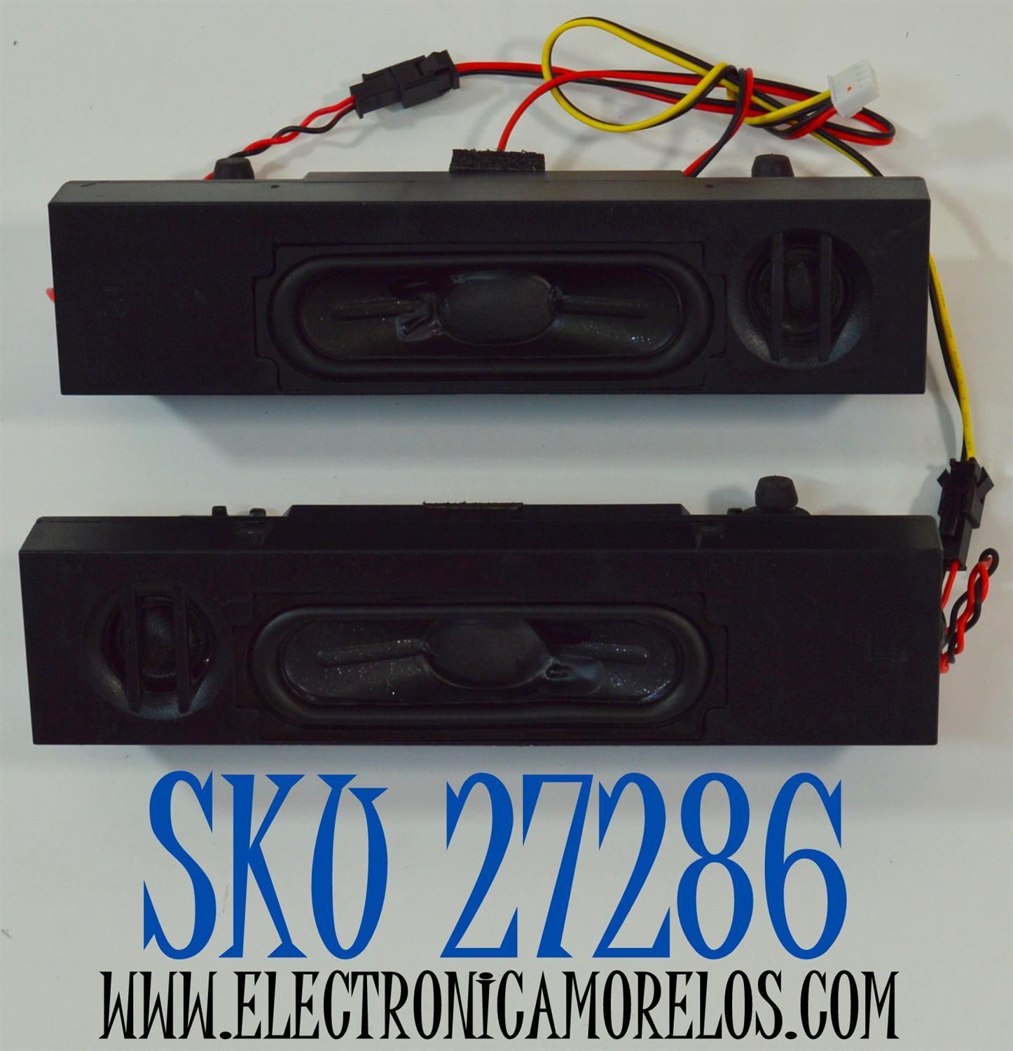 KIT DE BOCINAS ORIGINAL PARA TV ELEMENT XUMO TV 2 PIEZAS / NUMERO DE PARTE 7711-80808A / 7711-80808A-41010091 / 7711-80808A-41010081 / KTC-1 / B31:8Ω 10W / 240608 / 240611 / MODELO E550AE43C / 100012584 43"