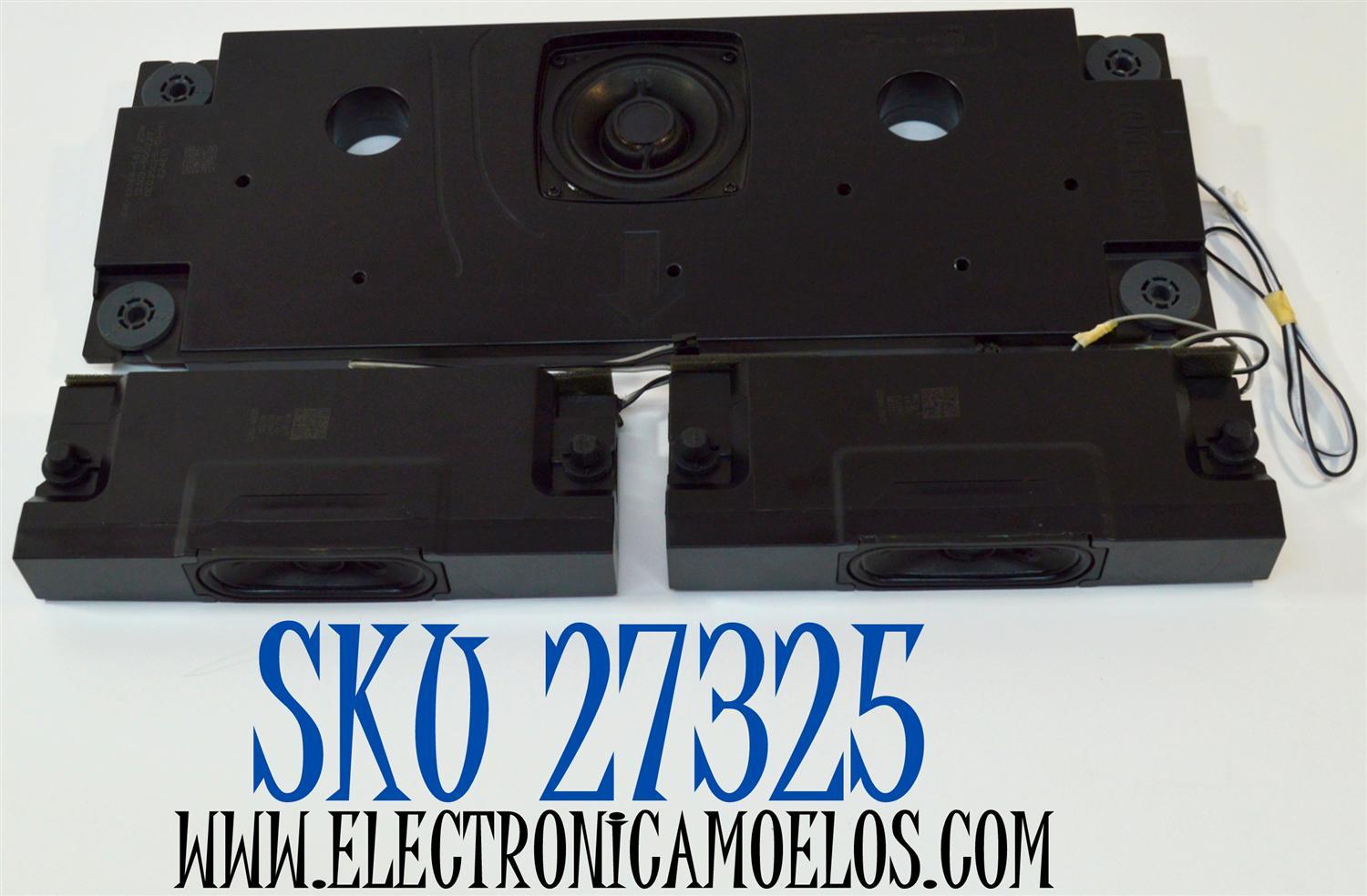 KIT DE BOCINAS ORIGINAL PARA TV TCL 3 PIEZAS / NUMERO DE PARTE 12302-500225 / 12302-500227 / 122128 / 240710 / 6Ω / 15W / SW/YX144-16Ω 20W / BE035025-C1-X1 / Z24E13 / MODELO 75Q691G / 75Q691F